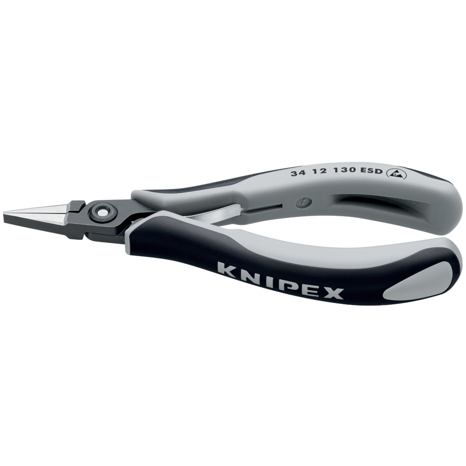 Pince de préhension de précision - Becs plats lisses - 130mm - Bi-matière ESD KNIPEX - 3412130ESD