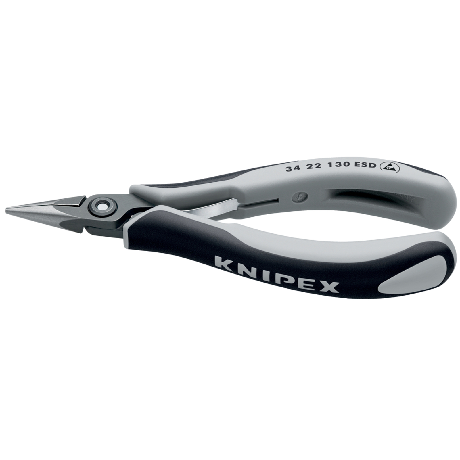 Pince de préhension de précision - Becs demi-ronds - 130mm - Bi-matière ESD KNIPEX - 3422130ESD