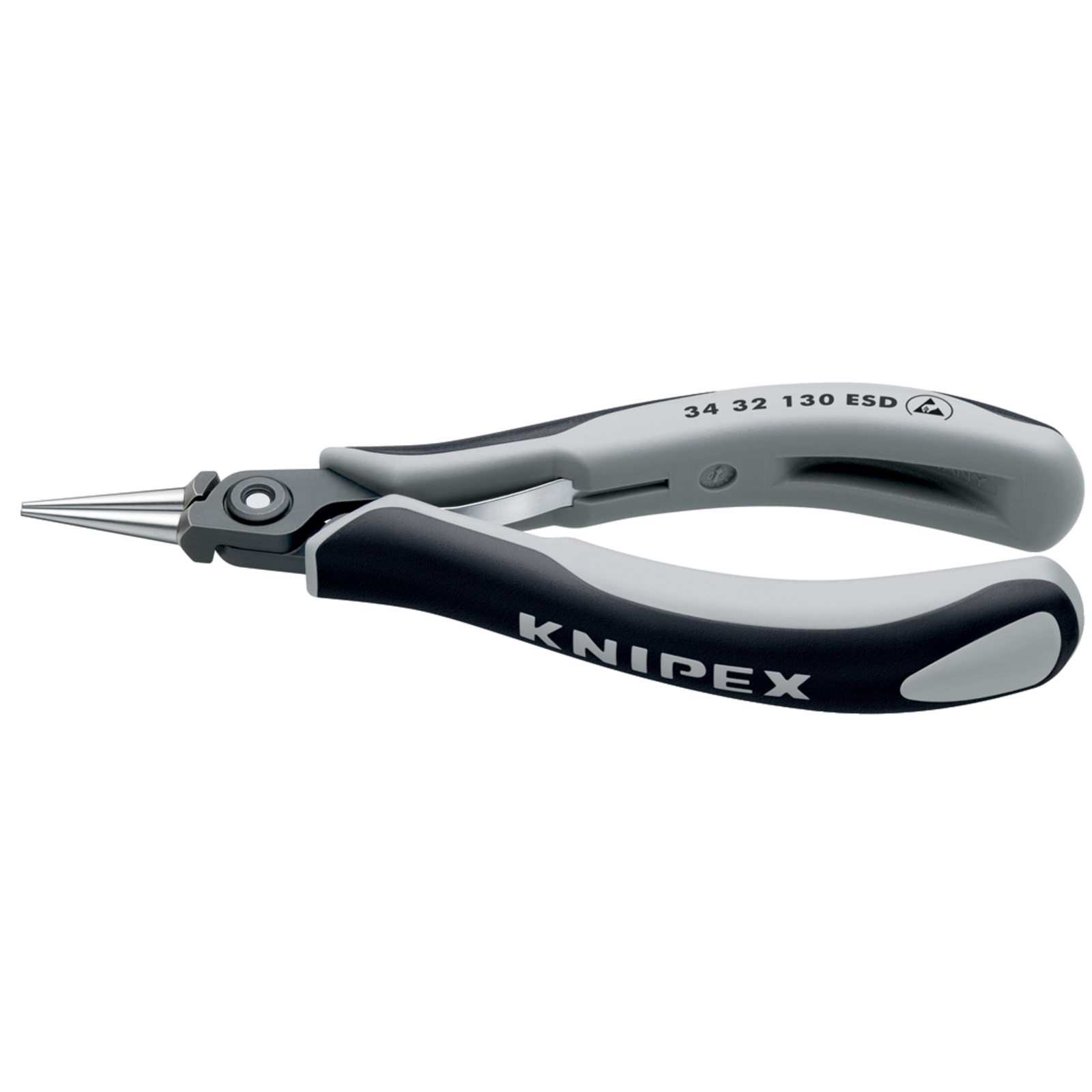 Pince de préhension de précision - Becs ronds - 130mm - Gainage bi-matière ESD KNIPEX - 3432130ESD