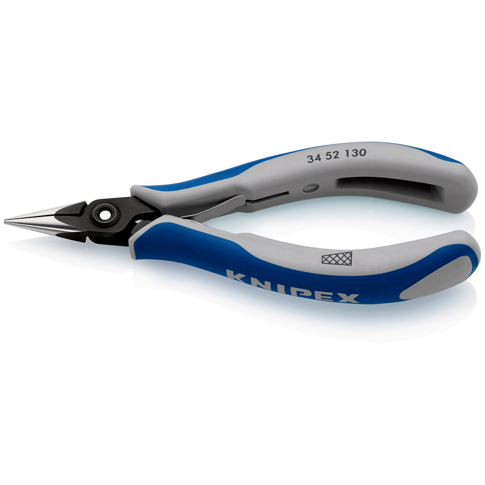 Pince de préhension de précision - Becs demi-ronds striés - 130mm - Bi-matière KNIPEX - 3452130