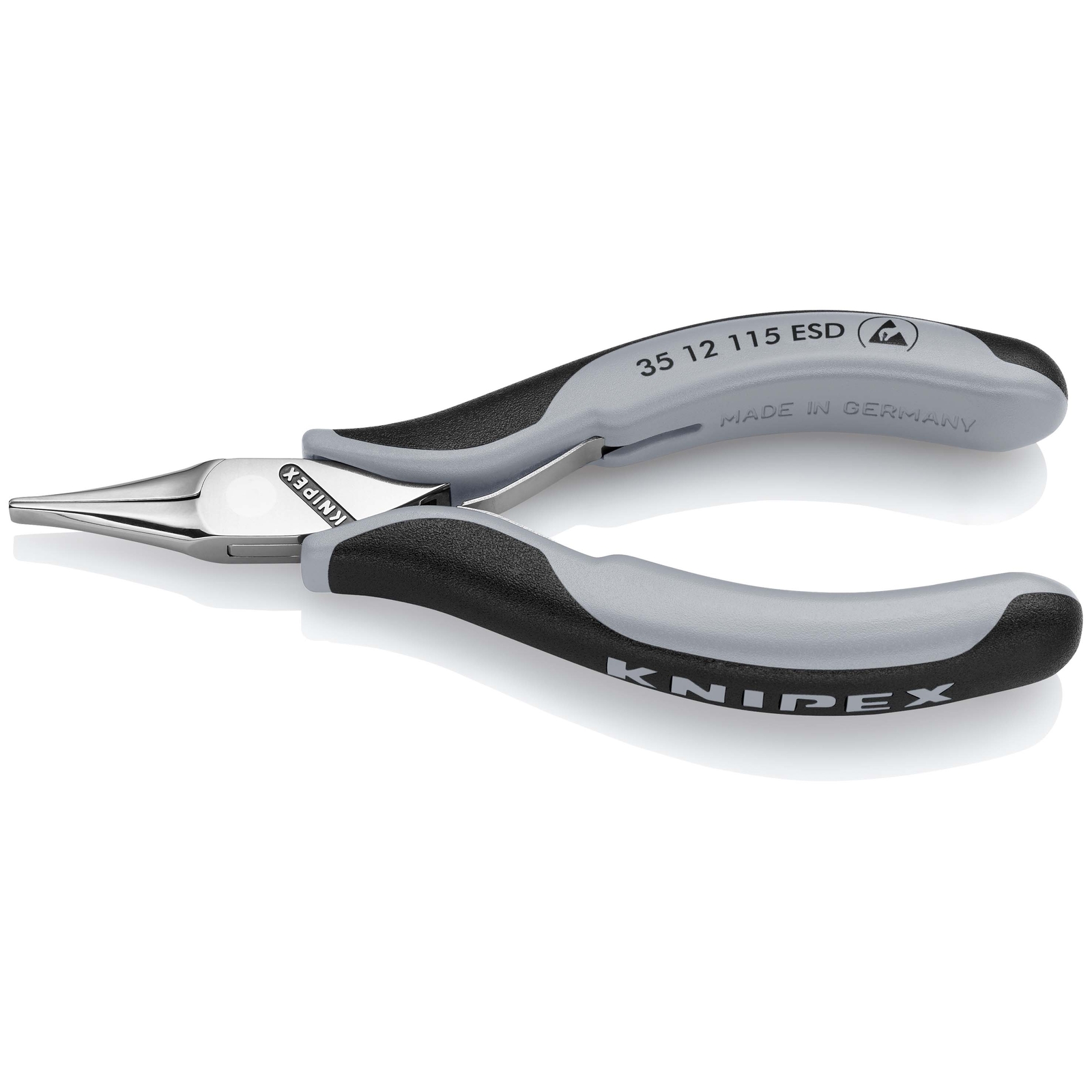 Pince de préhension - Becs plats lisses - 115mm - Bi-matière ESD - Polie miroir KNIPEX - 3512115ESD