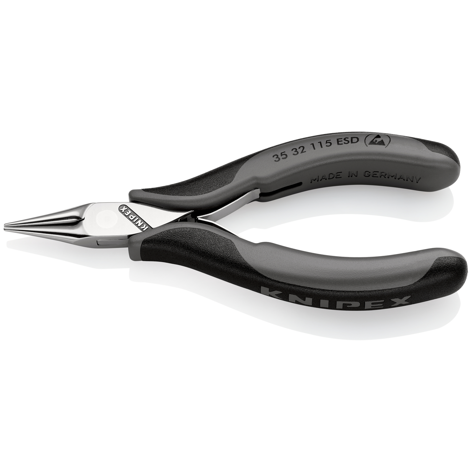 Pince de préhension - Becs ronds lisses - 115mm - Bi-matière ESD - Polie miroir KNIPEX - 3532115ESD