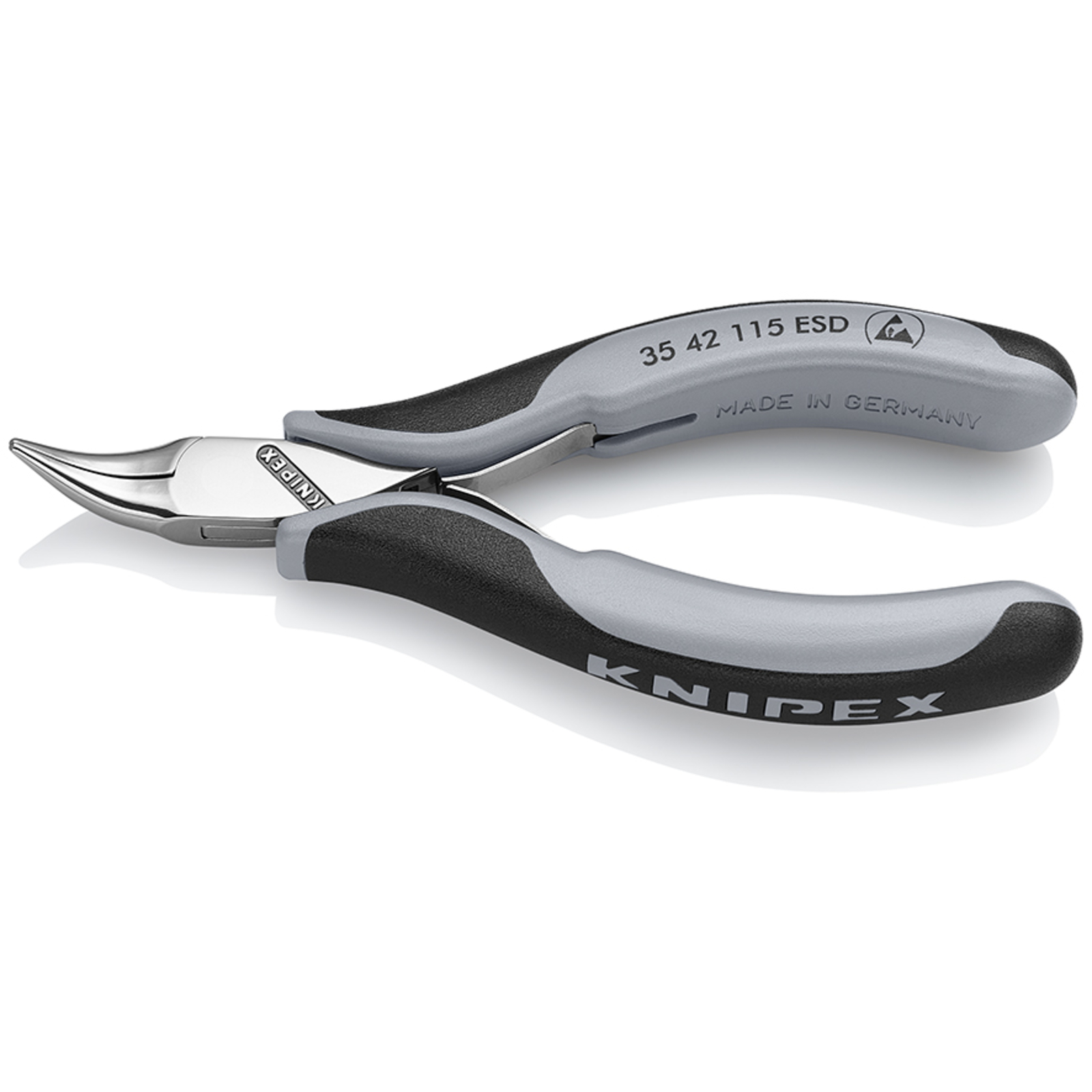 Pince de préhension - Becs plats lisses 45° - 115mm Bi-matière ESD Polie miroir KNIPEX - 3542115ESD