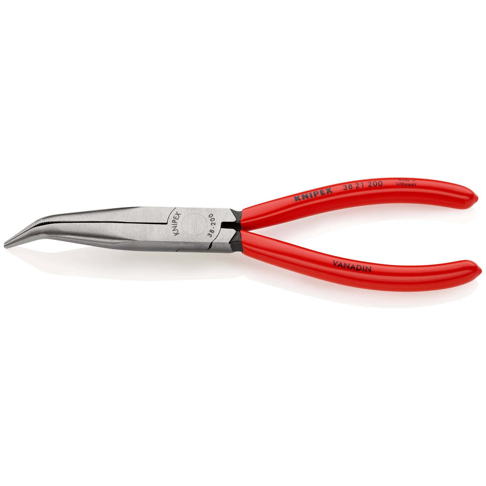 Pince de mécanicien 200mm - Becs demi-ronds striés coudés 40° - Gainage PVC KNIPEX - 3821200