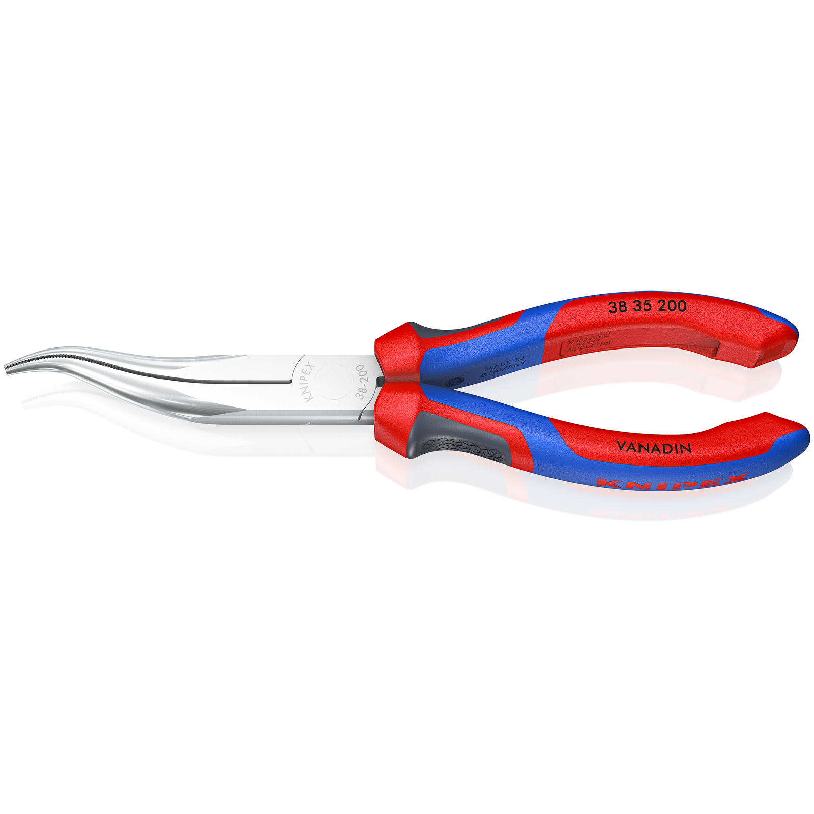 Pince de mécanicien 200mm - Becs 1/2ronds décalés striés - Bi-matière - Chromée KNIPEX - 3835200