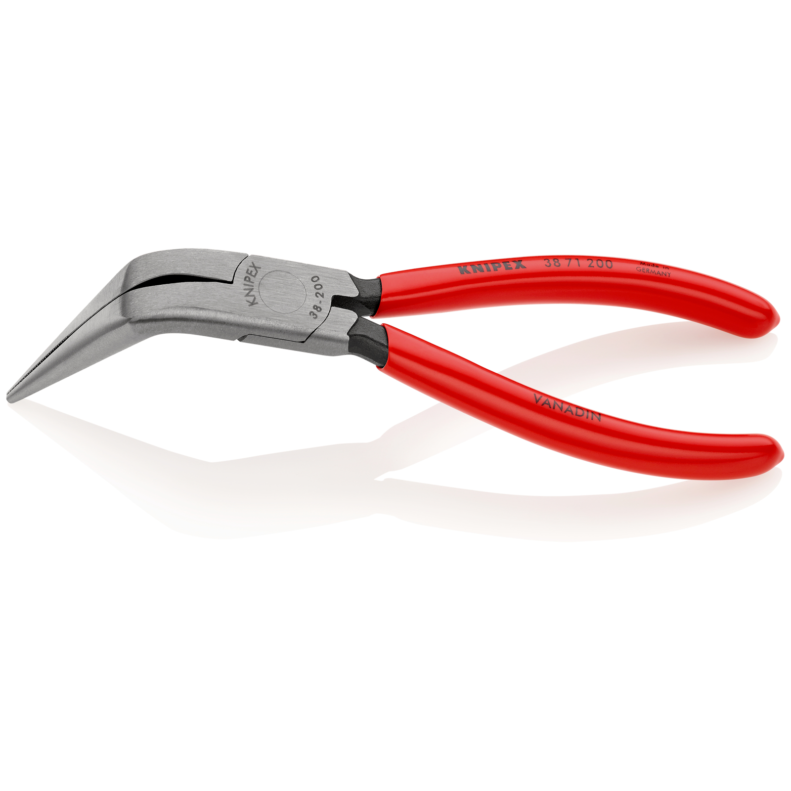 Pince de mécanicien 200mm - Becs demi-ronds coudés 70° - Gainage PVC KNIPEX - 3871200