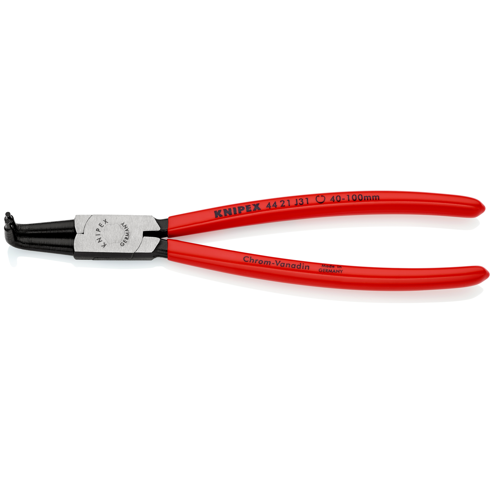 Pince pour circlips intérieurs Alésage 40 à 100mm - 215mm 90° - Gainage PVC - SC KNIPEX - 4421J31SB