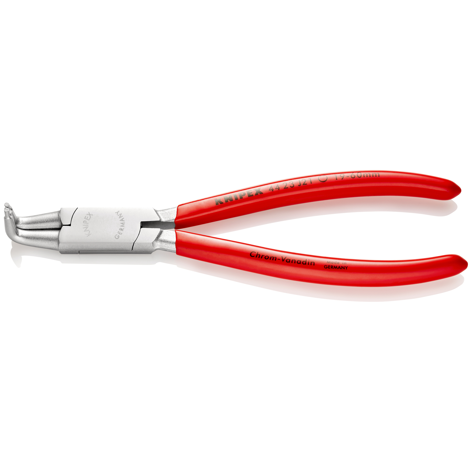 Pince pour circlips intérieurs Alésage 19 à 60mm - 170mm à 90° Gainé PVC Chromée KNIPEX - 4423J21