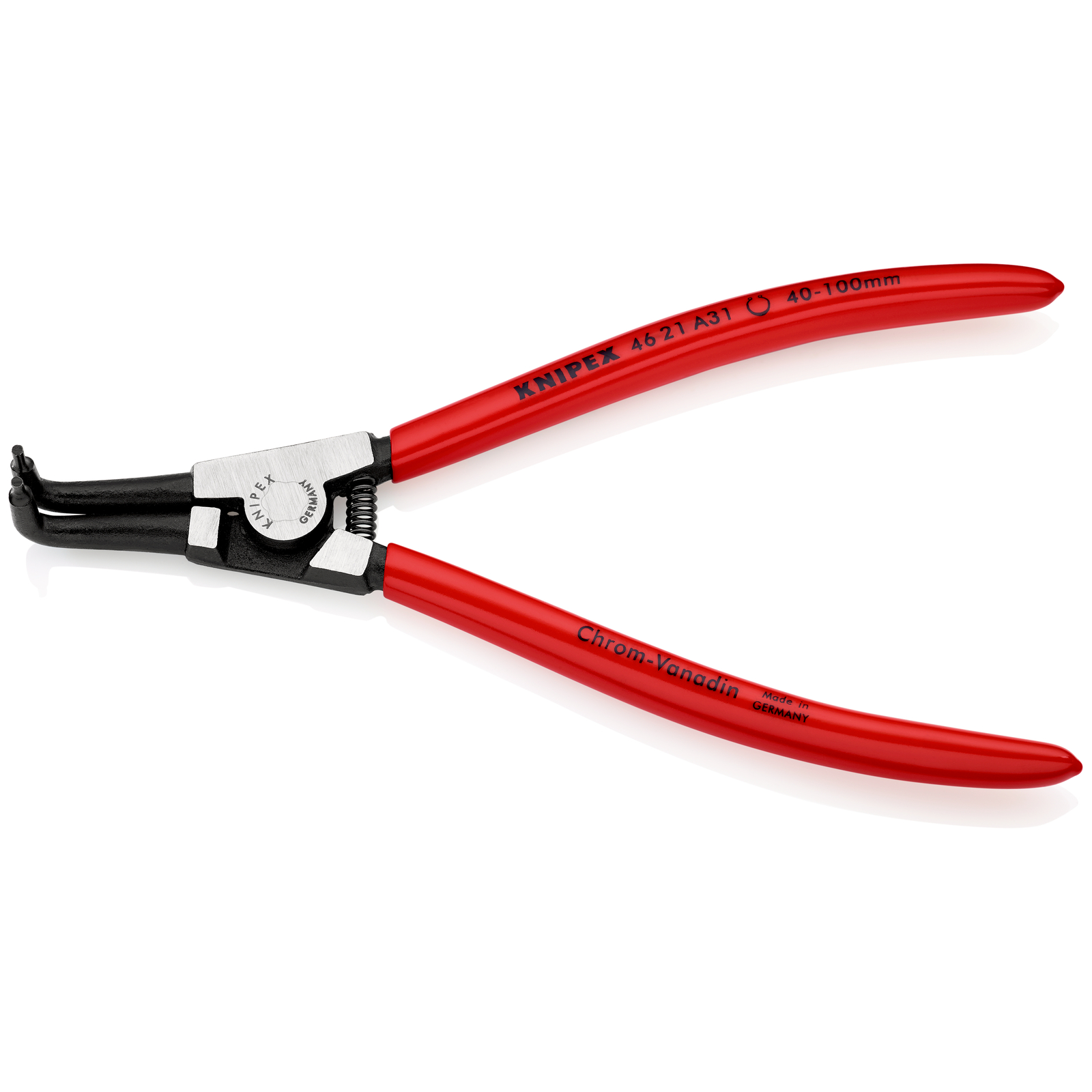 Pince pour circlips extérieurs d'Arbre 40 à 100mm - 200mm 90° - Gainage PVC - SC KNIPEX - 4621A31SB