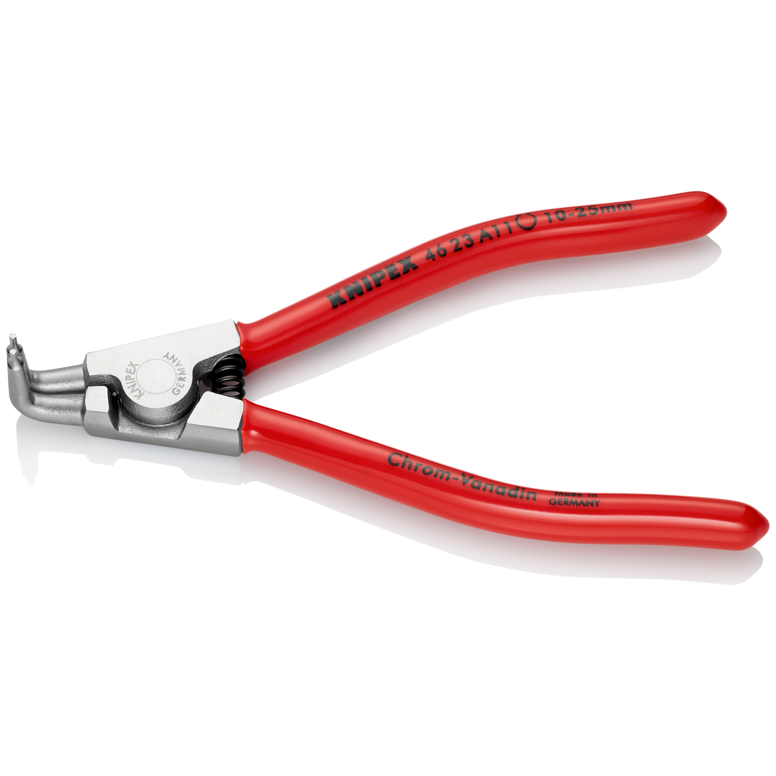 Pince pour circlips extérieurs d'Arbre 10 à 25mm - 125mm 90° Gaines PVC Chromée KNIPEX - 4623A11