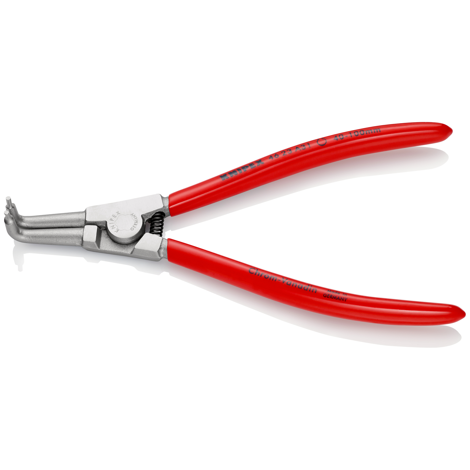 Pince pour circlips extérieurs d'Arbre 40-100mm - 200mm 90° Gaines PVC Chromée KNIPEX - 4623A31