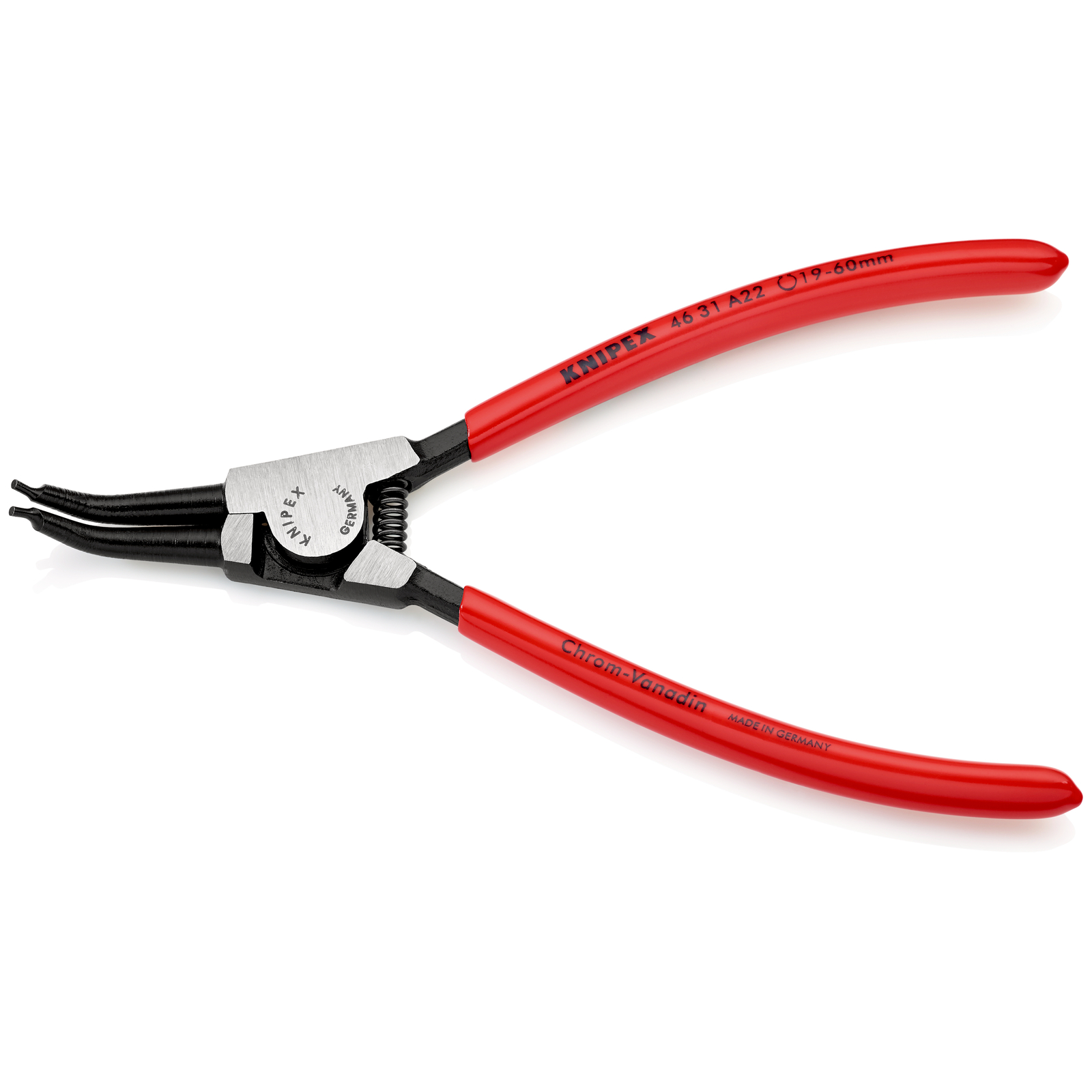 Pince pour circlips extérieurs d'Arbre de 19 à 60mm - 185mm 45° - Gainage PVC KNIPEX - 4631A22