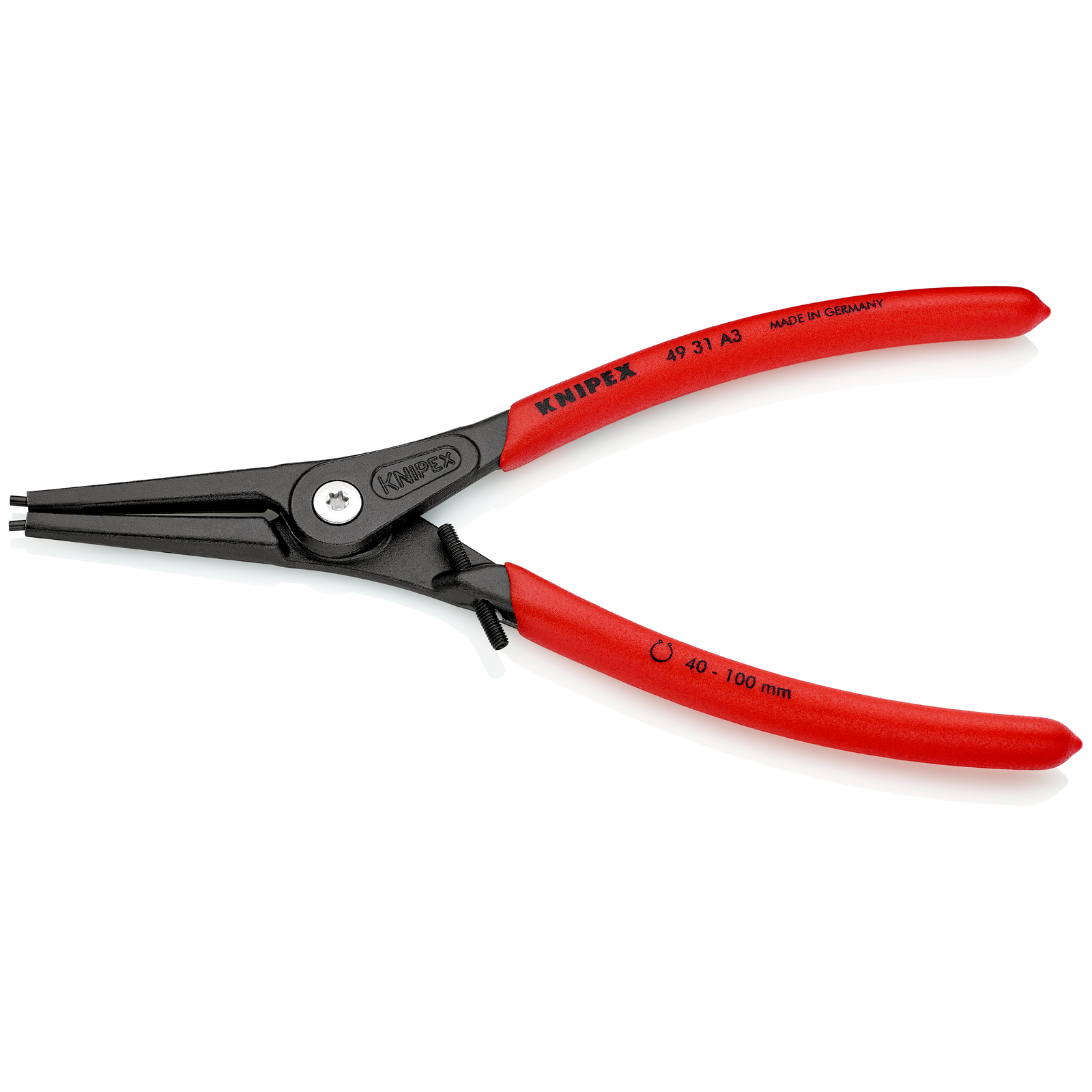 Pince circlips extérieurs de 40 à 100mm + vis de réglage - 180mm - Gainage PVC KNIPEX - 4931A3