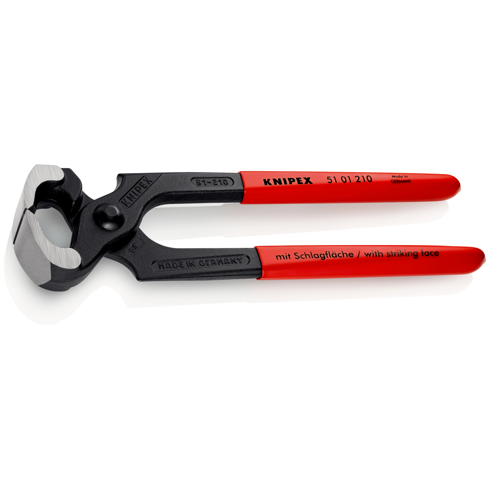 Tenaille marteau 210mm - Gainage PVC, tête polie - 60 HRC KNIPEX - 5101210