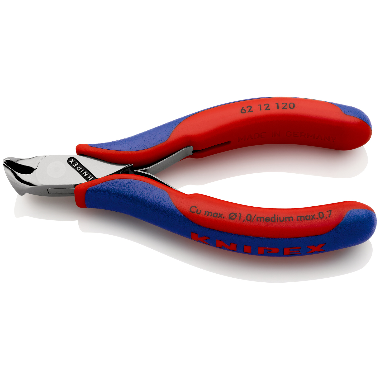 Pince coupante de devant oblique pour l'électronique 120mm 15° - Bi-matiére KNIPEX - 6212120
