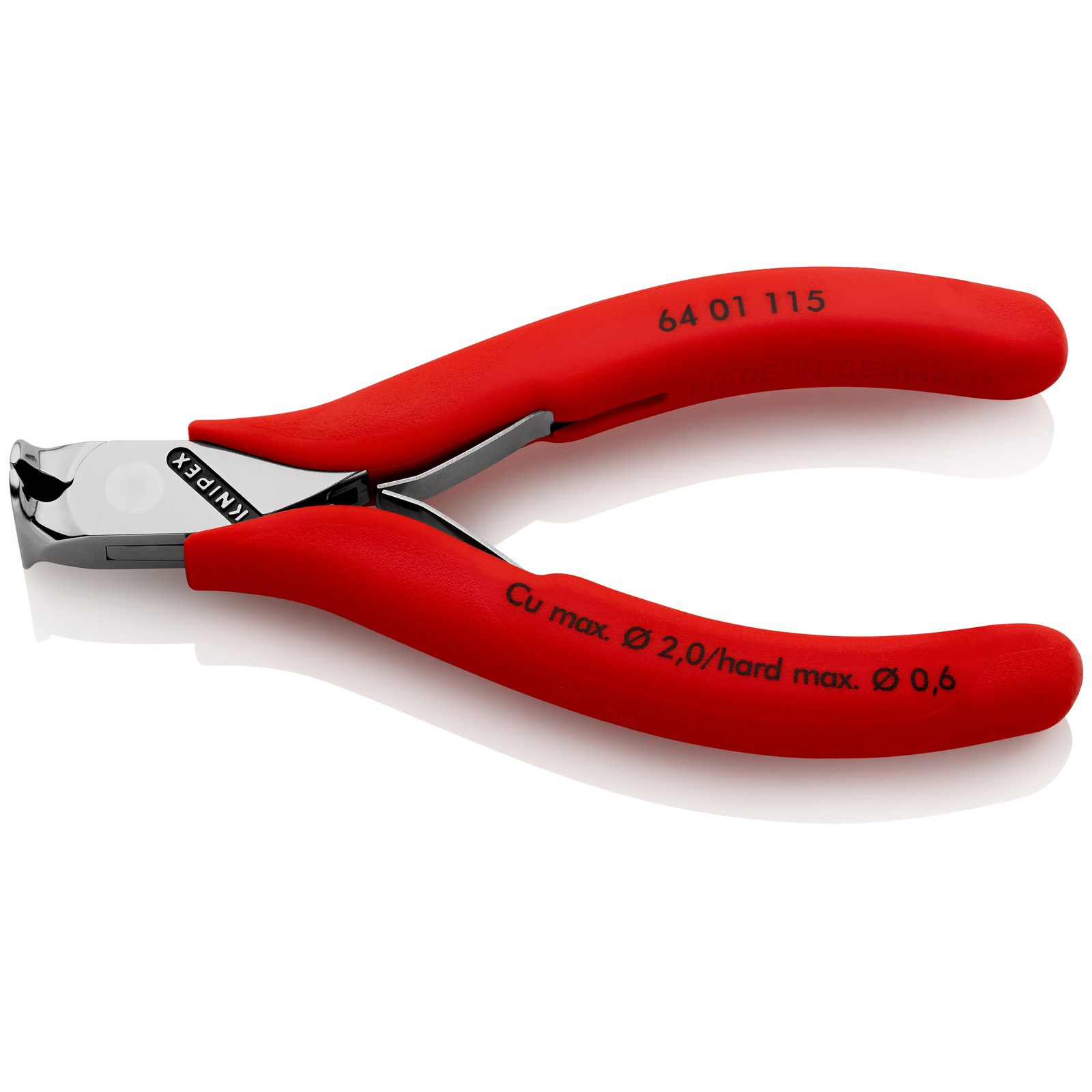 Pince coupante de devant petit biseau pour l'électronique 115mm 90° -Gainage PVC KNIPEX - 6401115
