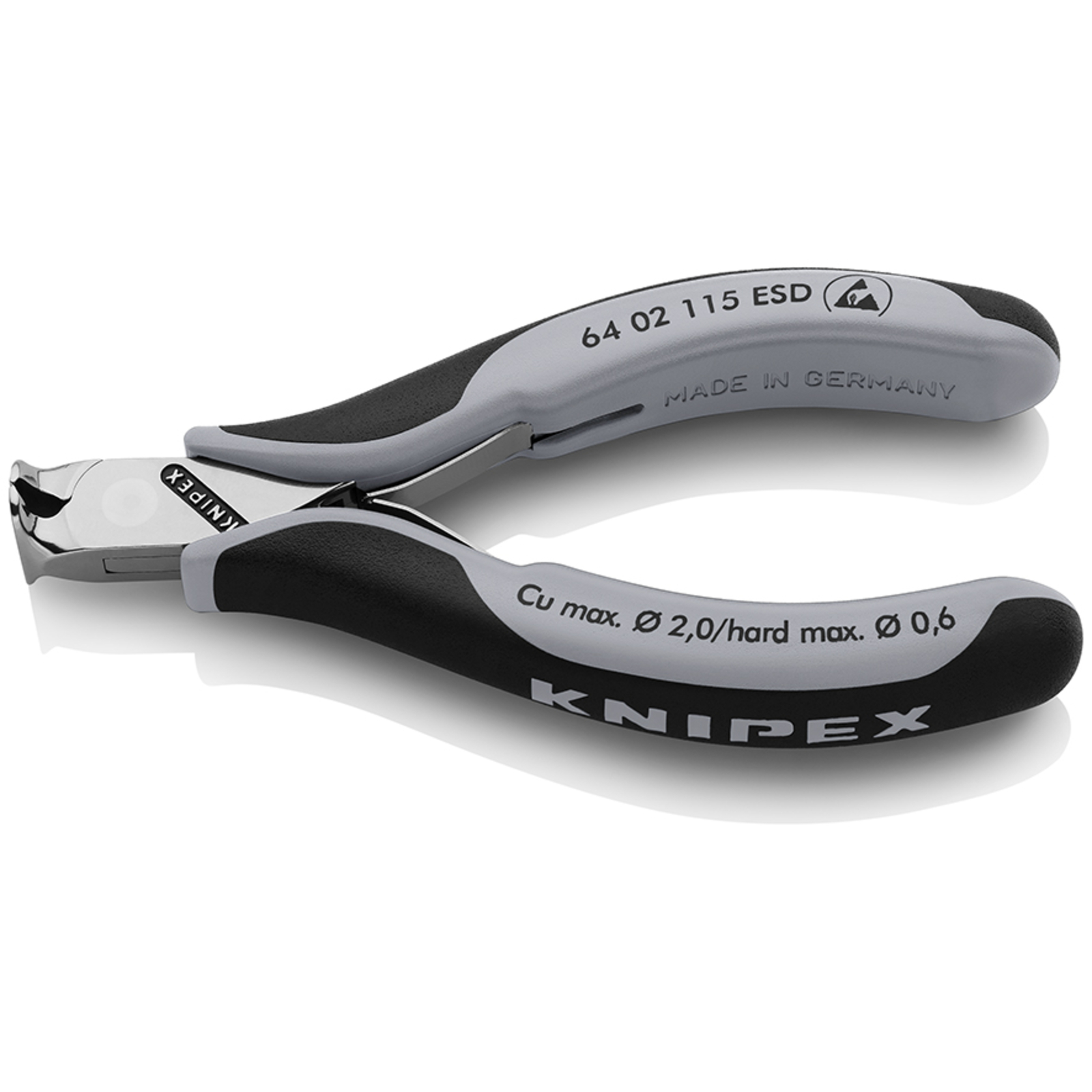 Pince coupante de devant sans biseau pour l'électronique 115mm - Bi-matière ESD KNIPEX - 6402115ESD