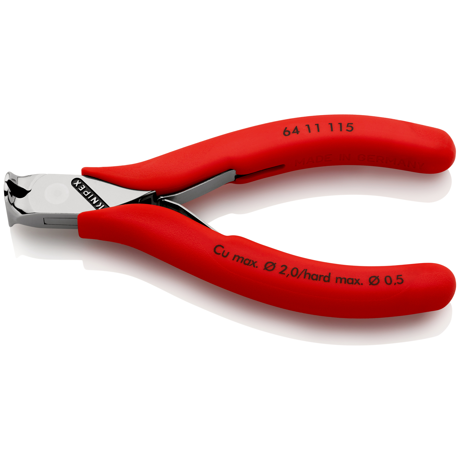 Pince coupante de devant sans biseau pour l'électronique 115mm 90° -Bi-matière KNIPEX - 6411115