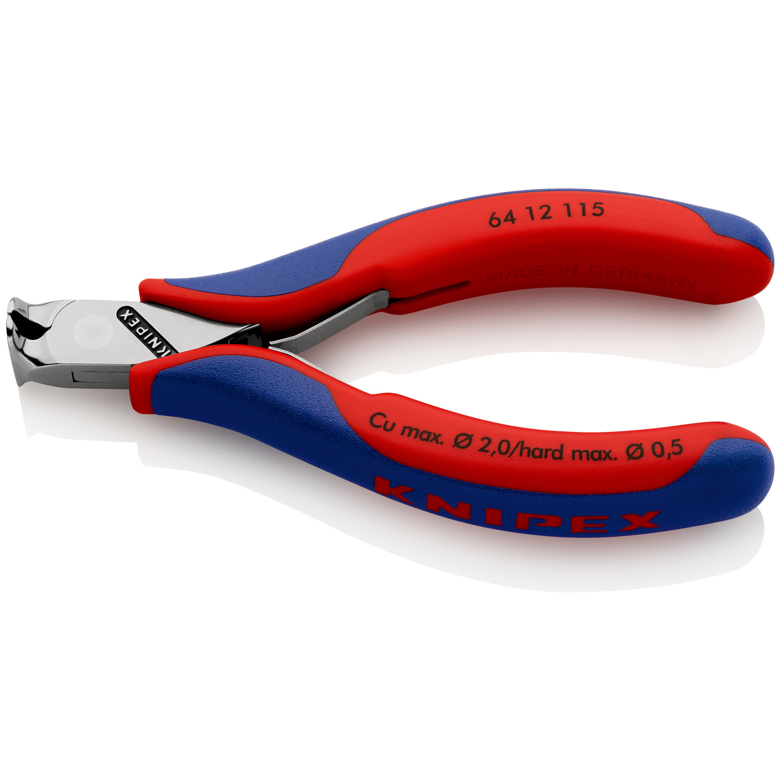 Pince coupante de devant sans biseau pour l'électronique 115mm 90° - Bi-matière KNIPEX - 6412115