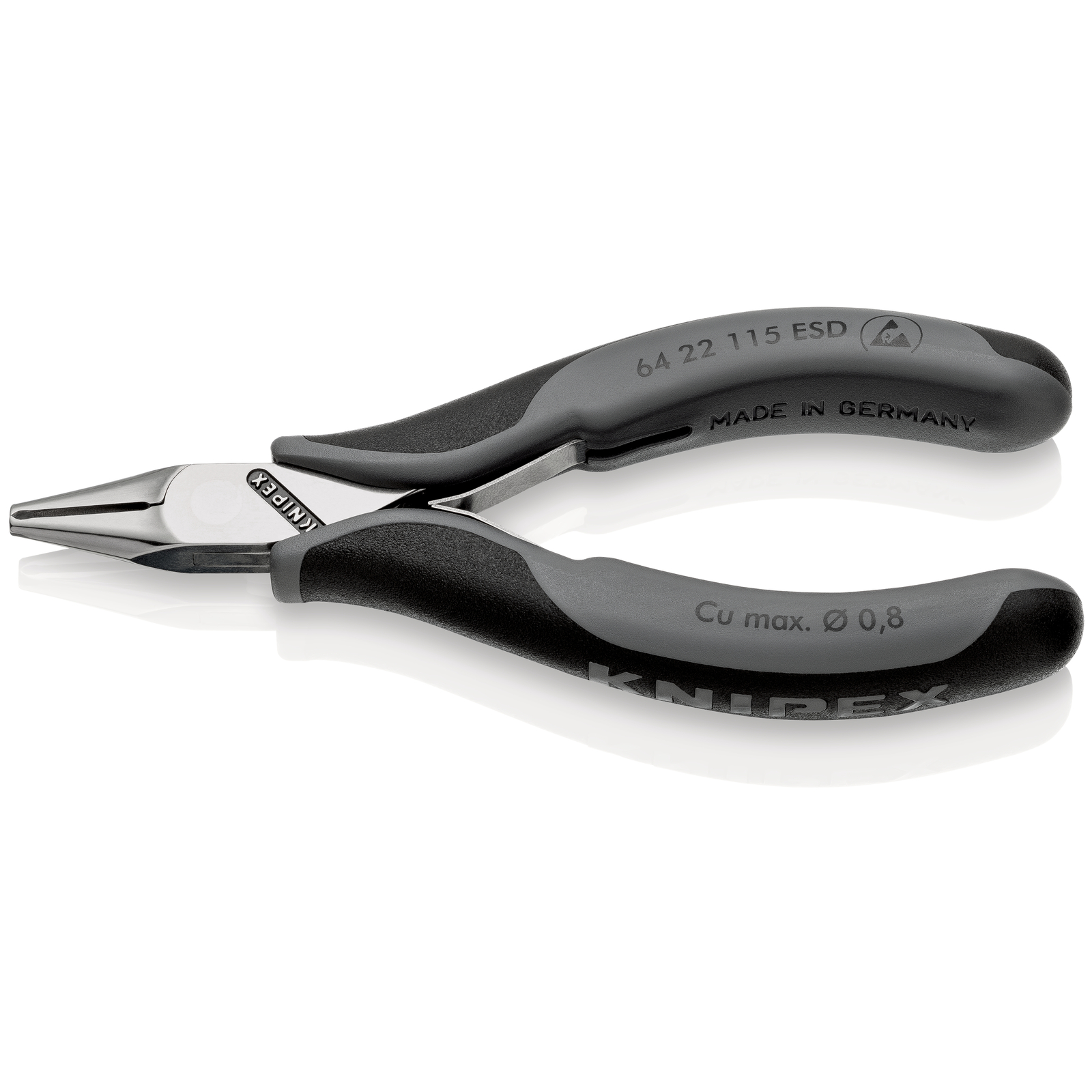 Pince coupante de devant petit biseau électronique - 115mm - Bi-matière - ESD KNIPEX - 6422115ESD