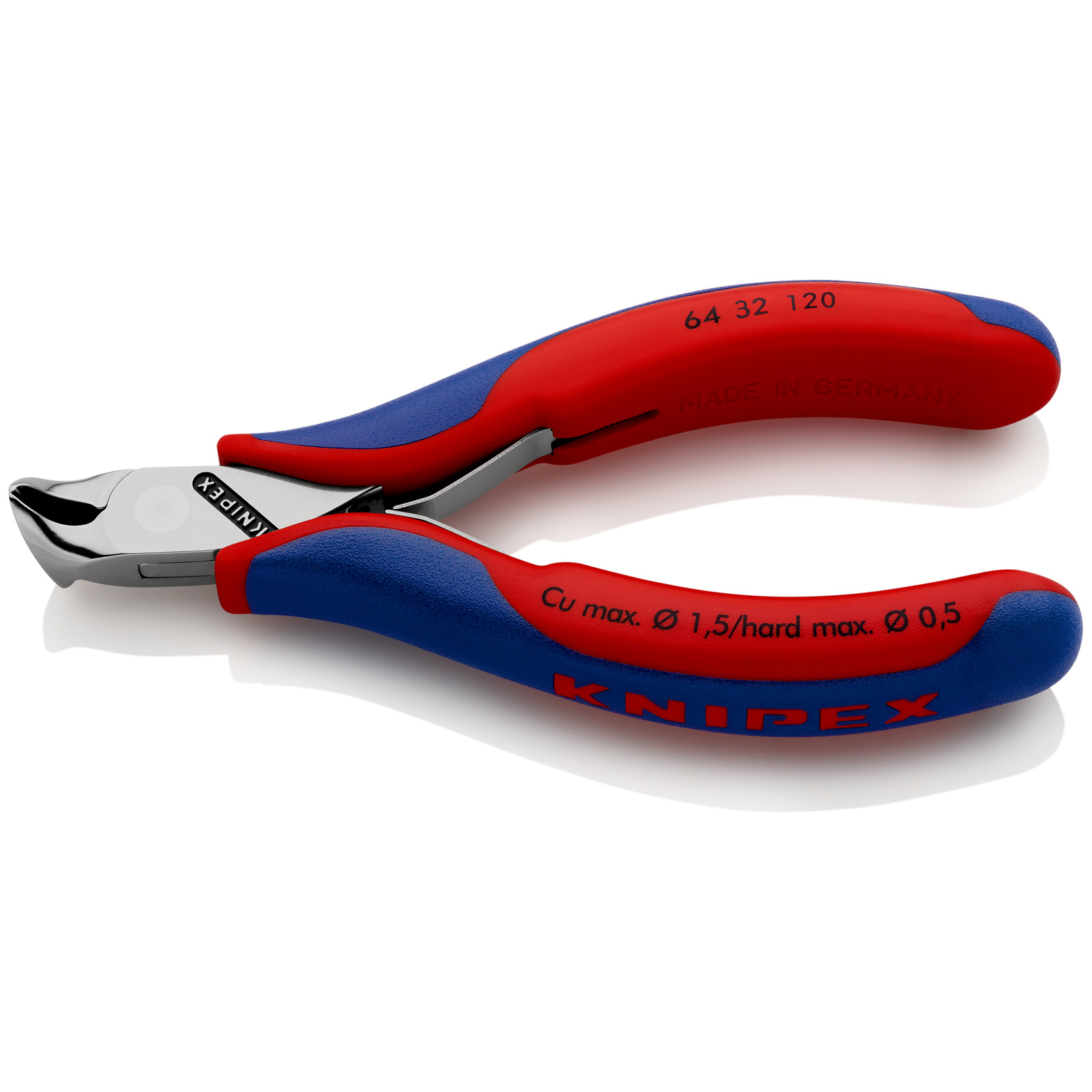 Pince coupante de devant petit biseau pour l'électronique 120mm 15° - Bi-matière KNIPEX - 6432120