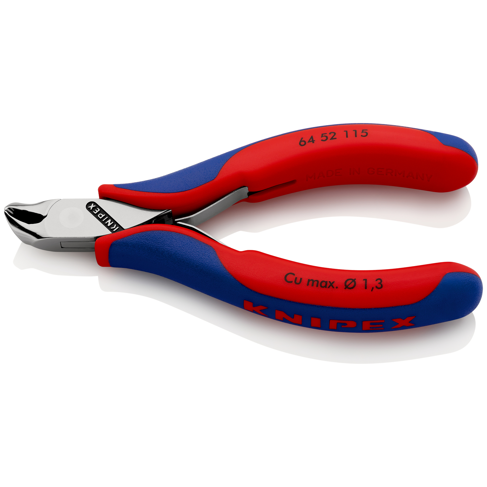Pince coupante de devant sans biseau pour l'électronique 115mm 27° - Bi-matière KNIPEX - 6452115