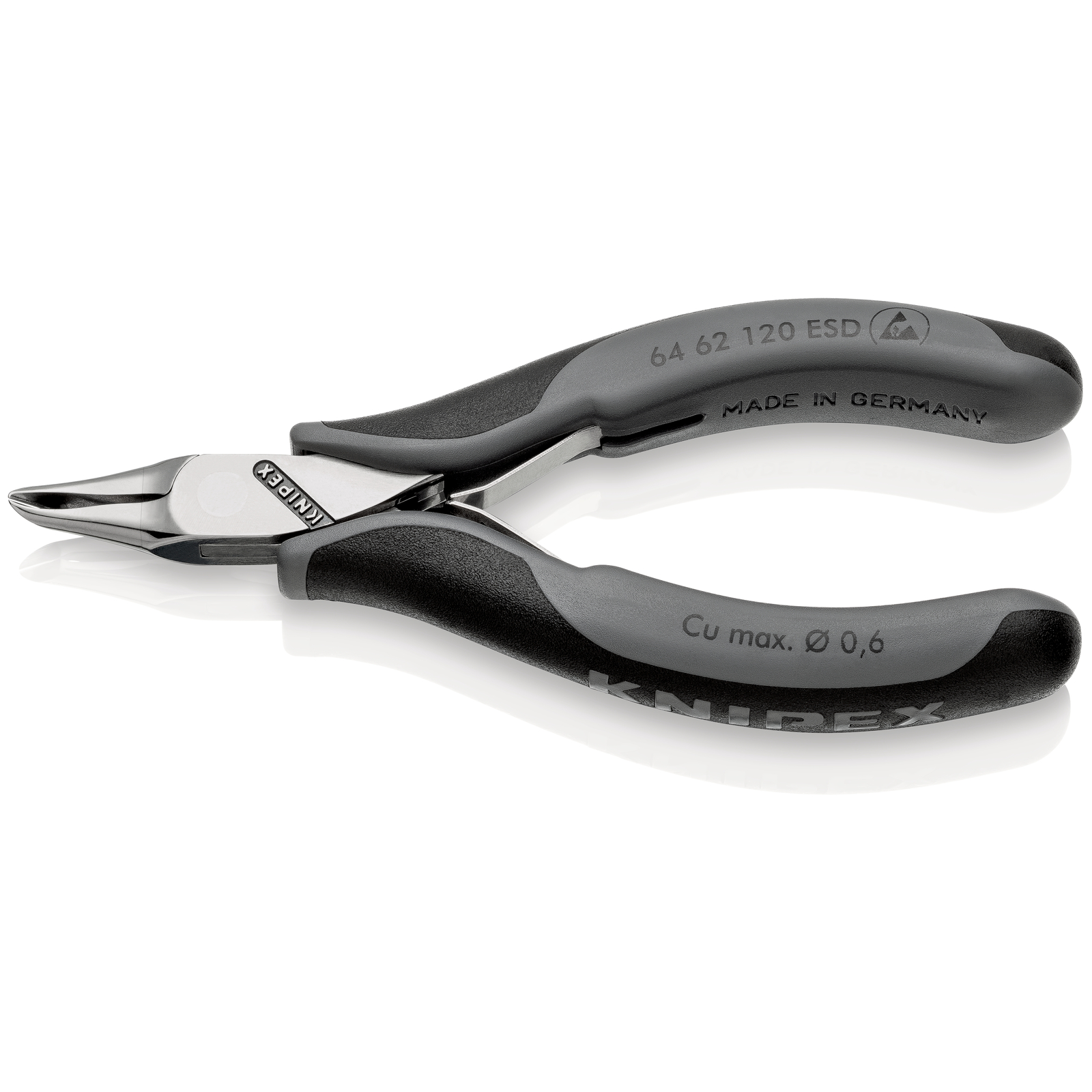Pince coupante de devant petit biseau pour l'électronique 120mm 65° -Bi-mat. ESD KNIPEX - 6462120ESD