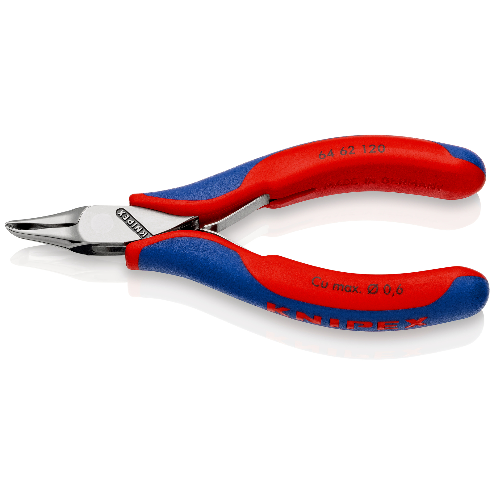 Pince coupante de devant petit biseau pour l'électronique 120mm 65° - Bi-matière KNIPEX - 6462120