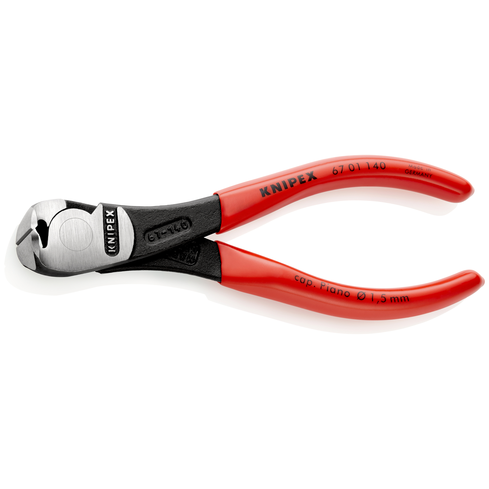 Pince coupante de devant à forte démultiplication 140mm - Gainage PVC - 64 HRC KNIPEX - 6701140