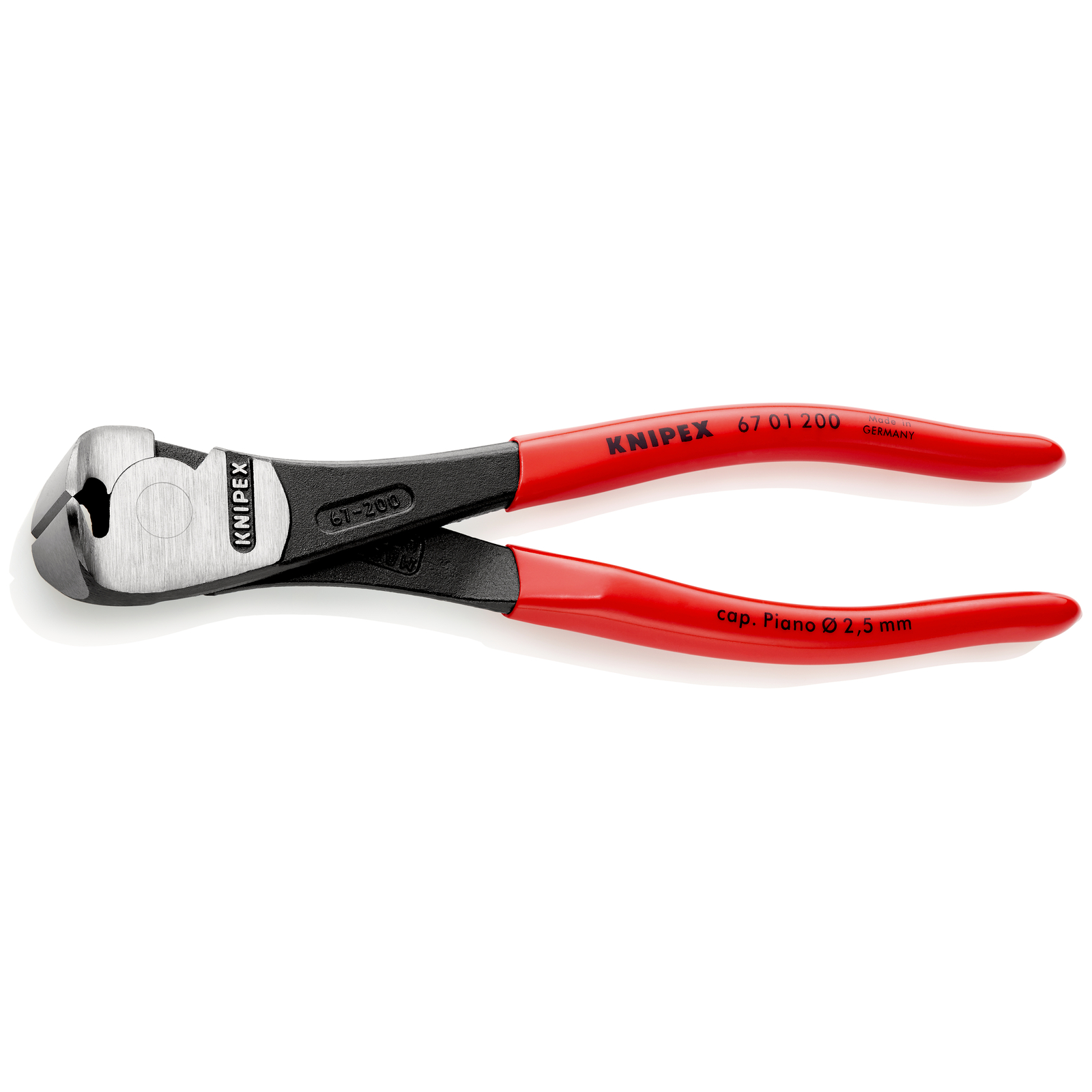 Pince coupante de devant à forte démultiplication 200mm - Gainage PVC - 64 HRC KNIPEX - 6701200
