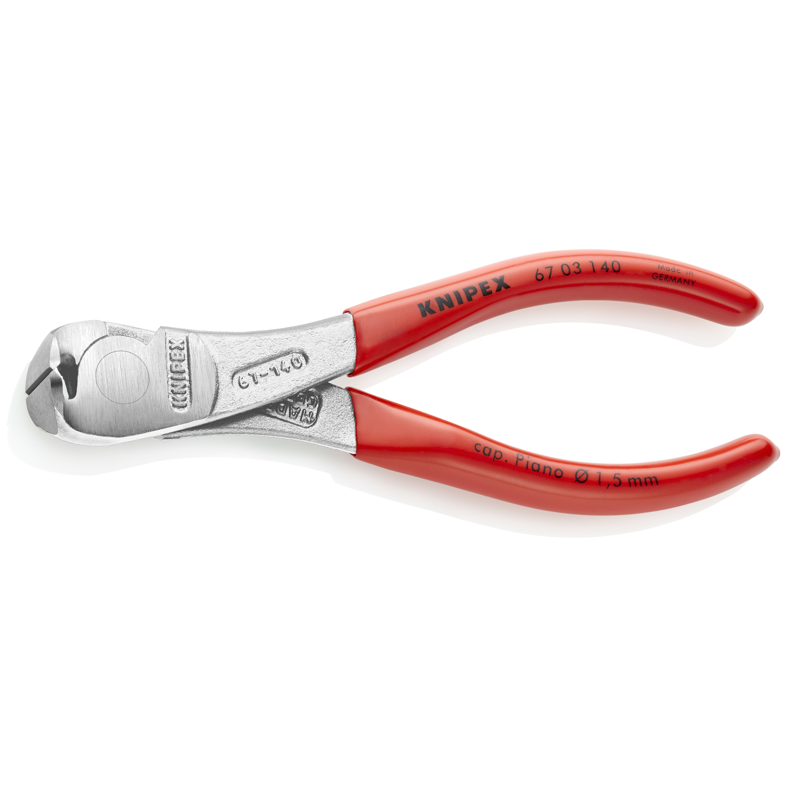 Pince coupante de devant à forte démultiplication chromée 145 mm - Gainage PVC KNIPEX - 6703140