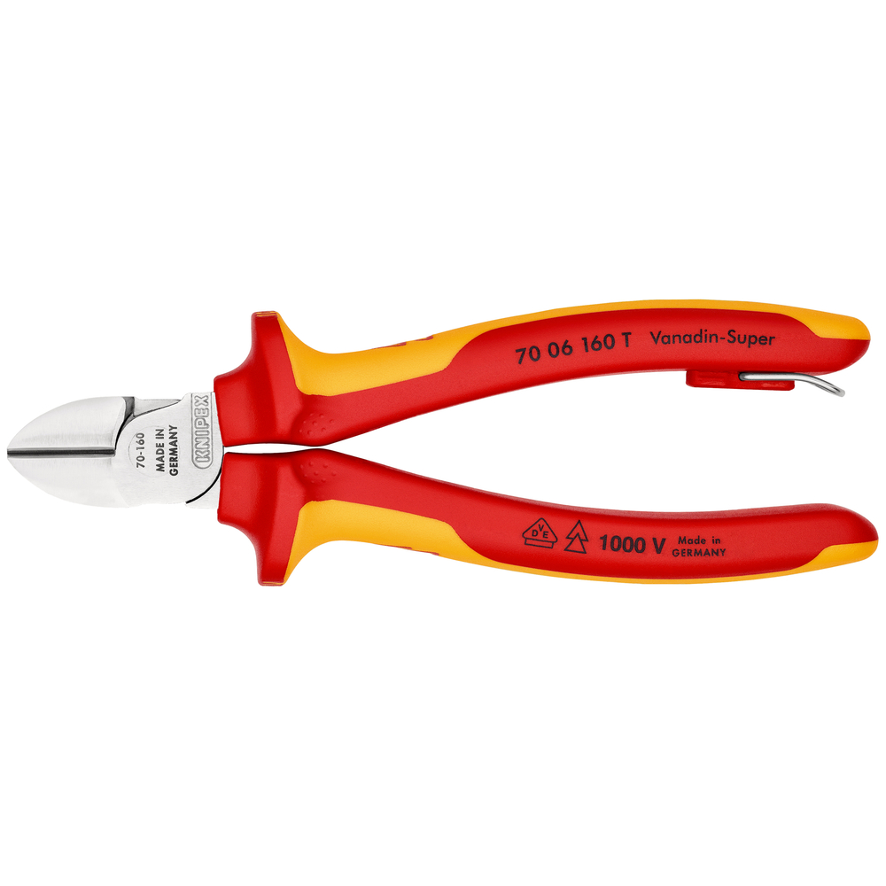 Pince coupante de côté 160mm chrome 1000v antichute KNIPEX - 70 06 160 T