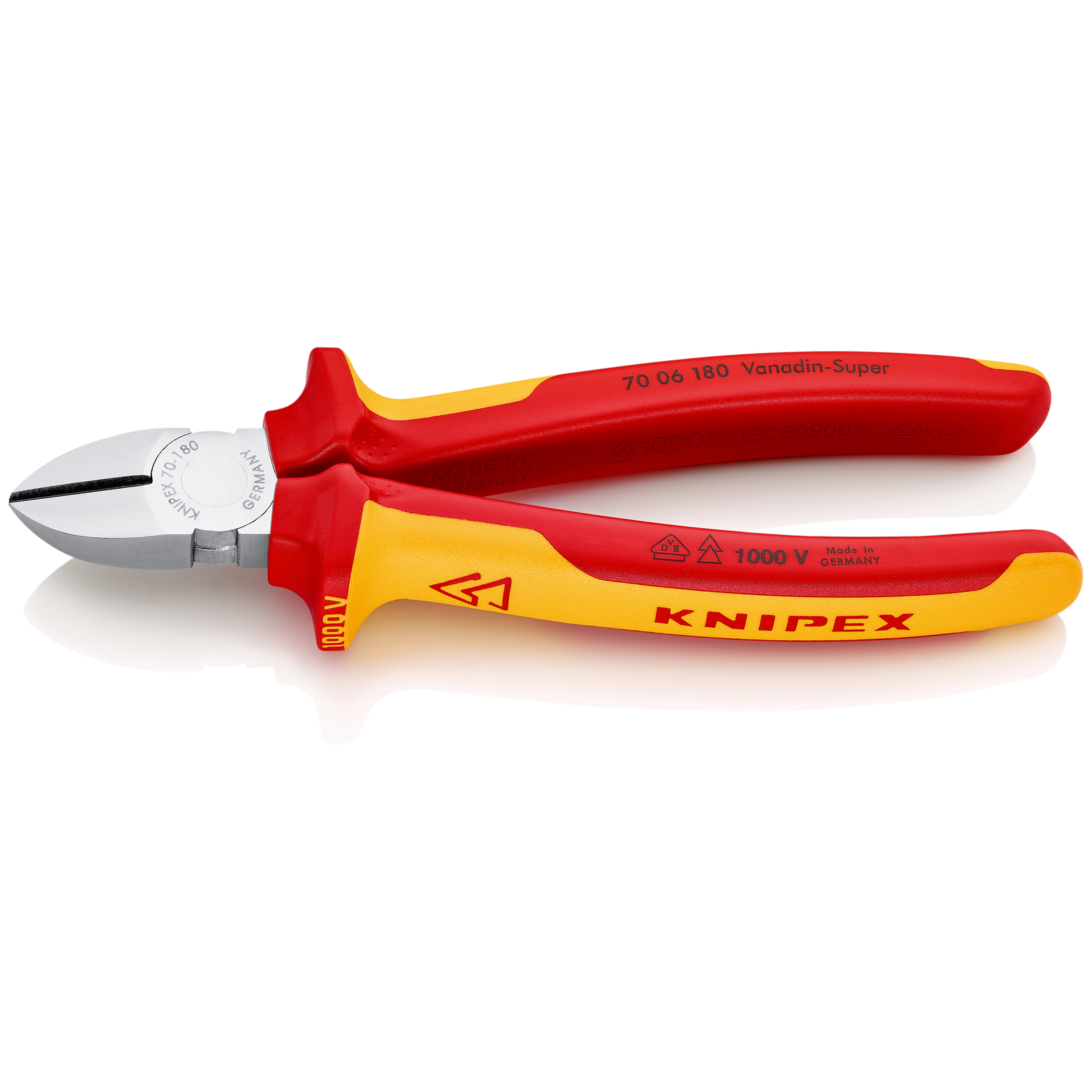 Pince coupante de côté multiusage 180mm - Bi-matière - Chromée - 1000V - SC KNIPEX - 7006180SB