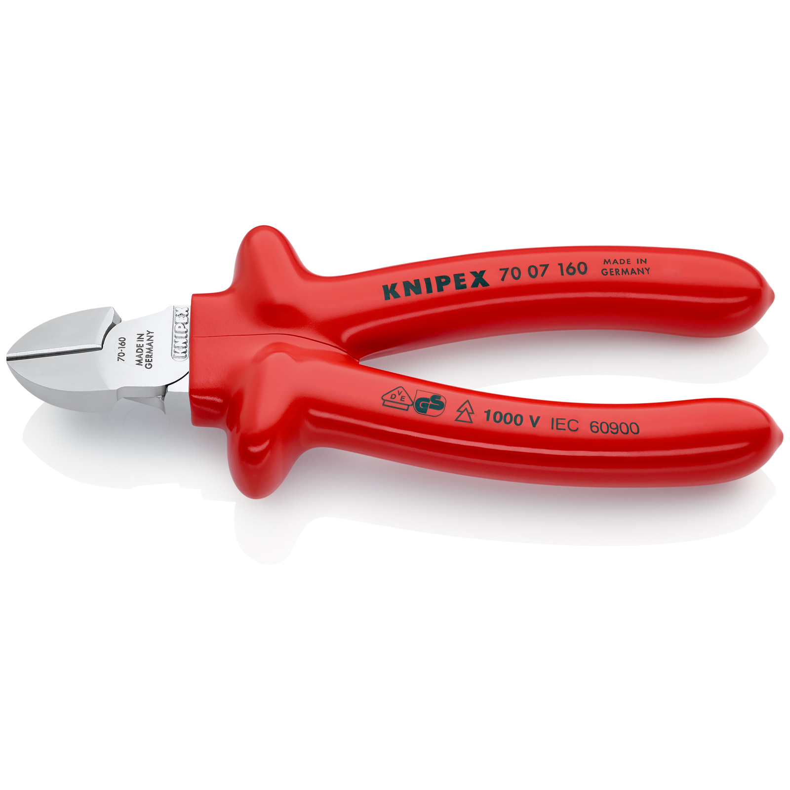 Pince coupante de côté multiusage 160mm - Gainage surmoulé 1000V - Chromée KNIPEX - 7007160