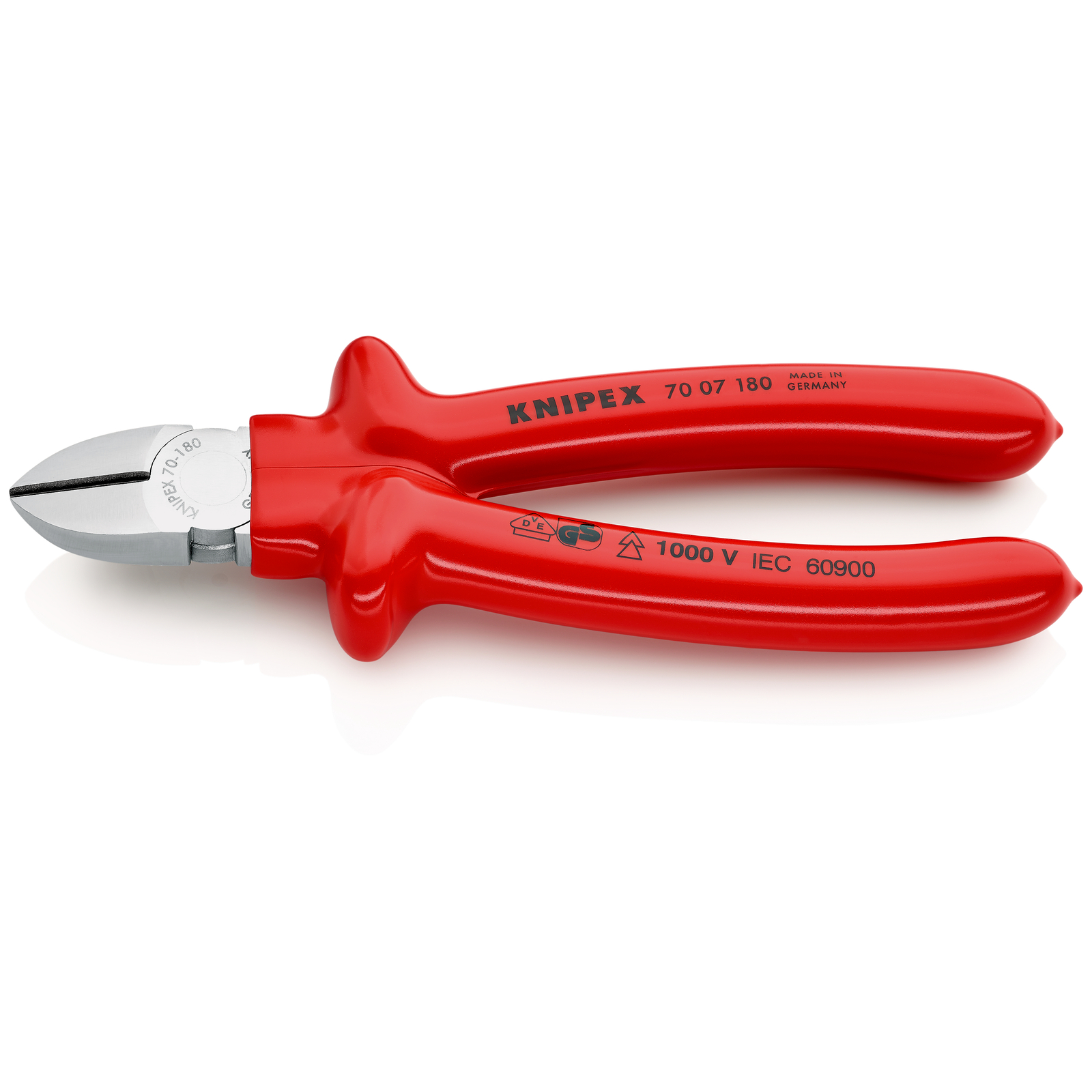Pince coupante de côté multiusage 180mm - Gainage surmoulé 1000V - Chromée KNIPEX - 7007180