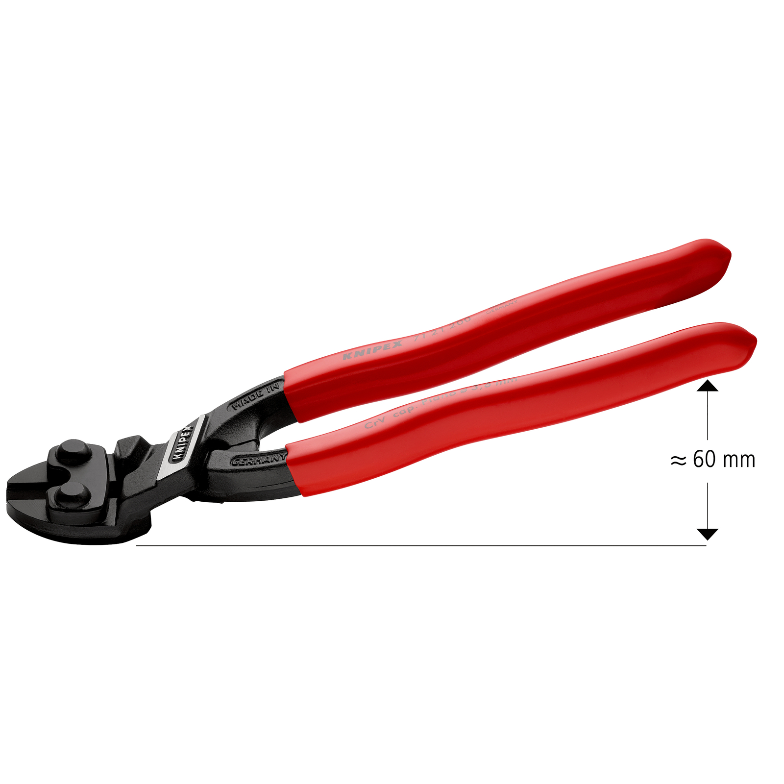 Pince coupe-boulon compact CoBolt 200mm coudée à 20° - Gainage PVC KNIPEX - 7121200