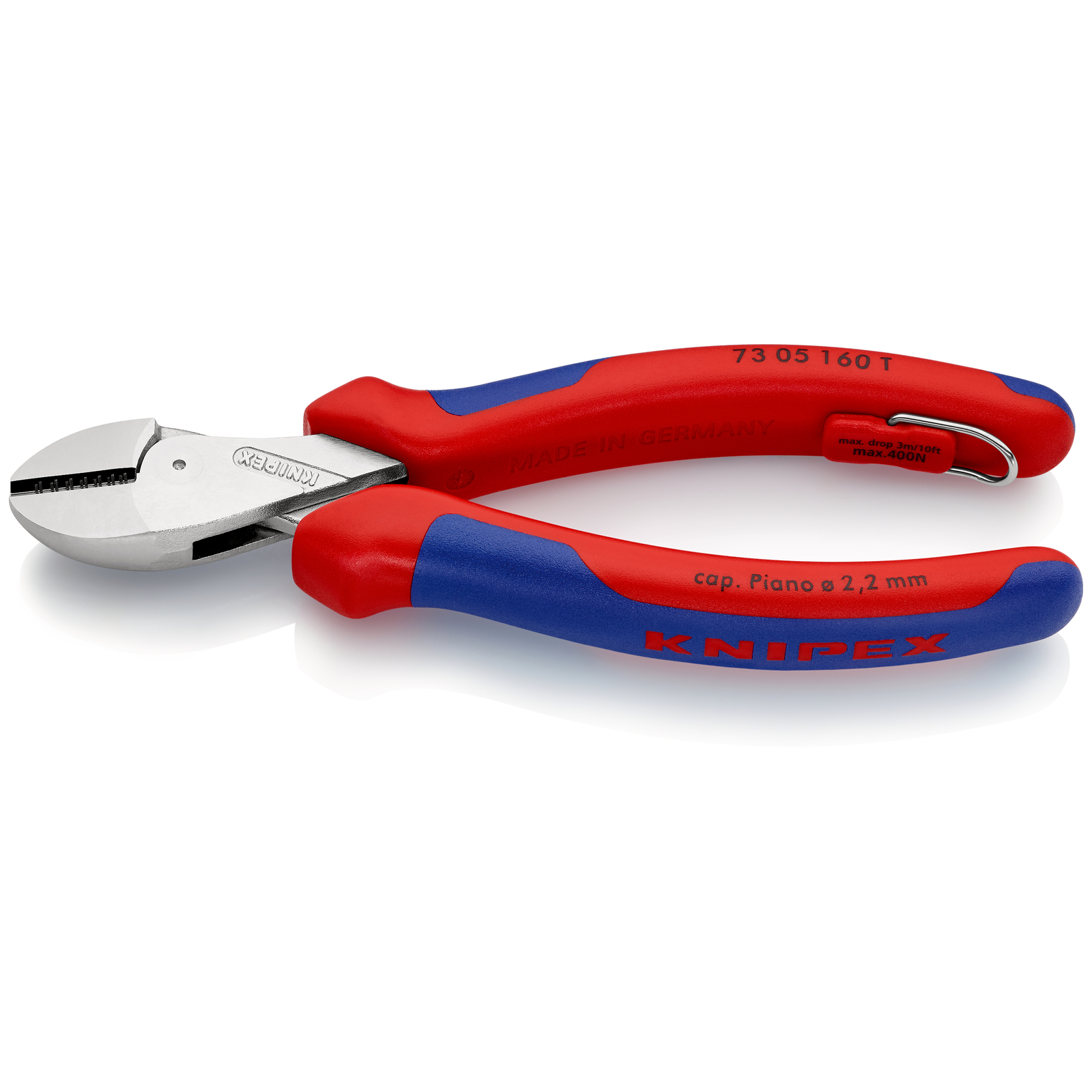 Pince coupante de côté X-Cut démultipliée 160mm Bi-matière Chromée Antichute SC KNIPEX - 7305160TBK