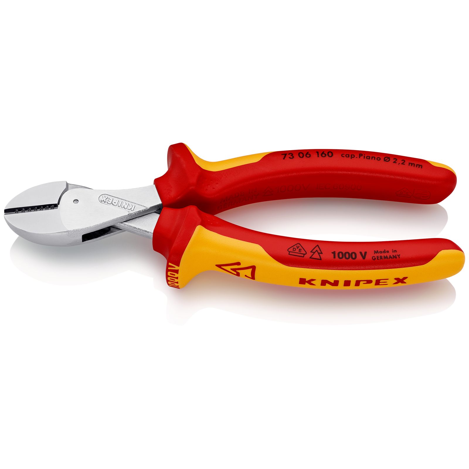 Pince coupante de côté X-Cut démultipliée 160mm - Bi-matière Chromée 1000V SC KNIPEX - 7306160SB