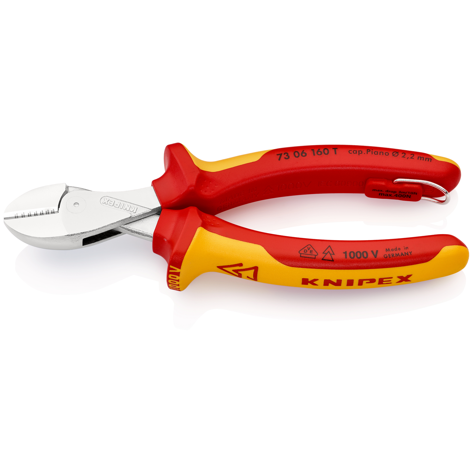Pince coupante de côté X-Cut 160mm - Bi-matière Chromée 1000V Antichute - SC KNIPEX - 7306160TBK