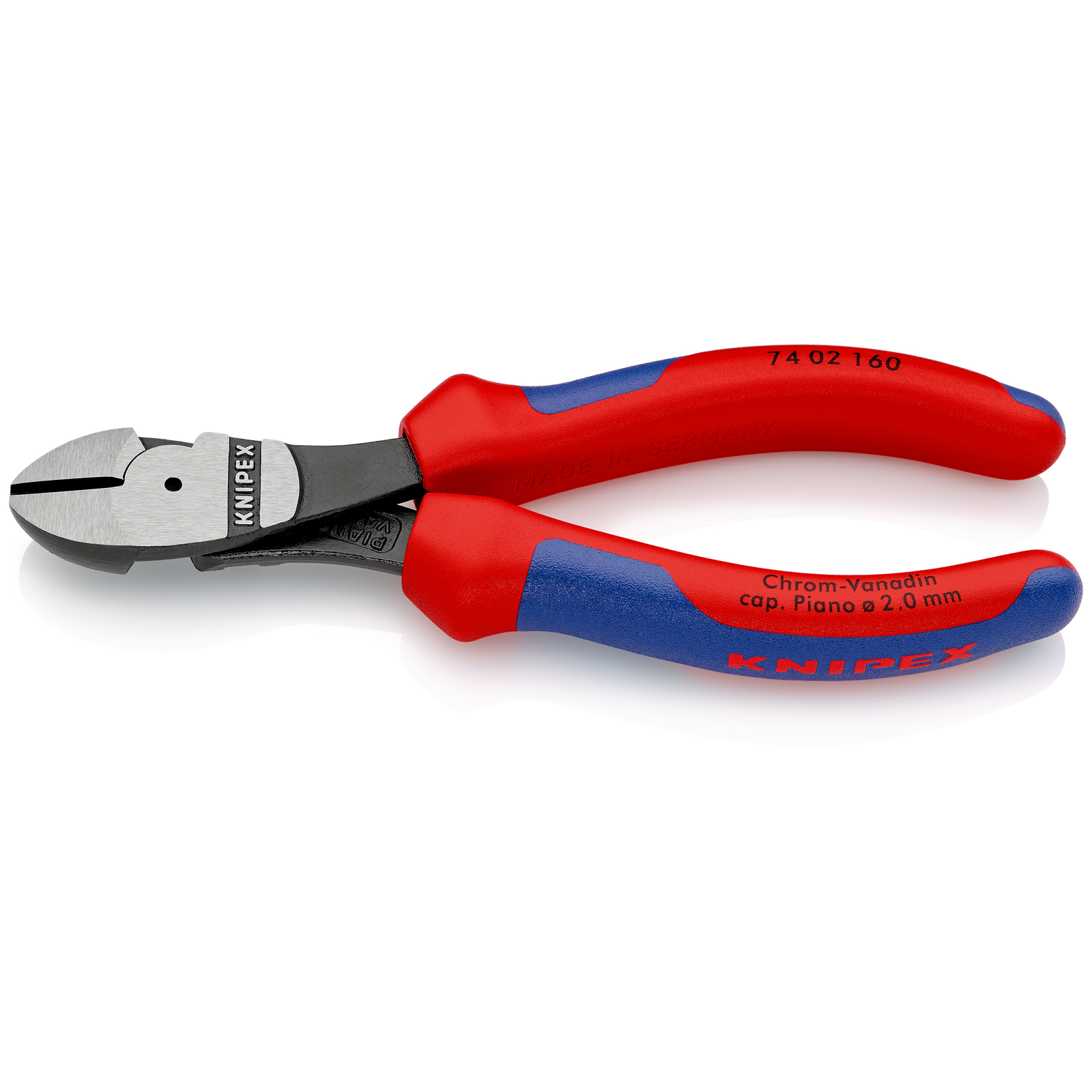 Pince coupante de côté forte démultiplication 160mm - Gainage Bi-matière - SC KNIPEX - 7402160SB