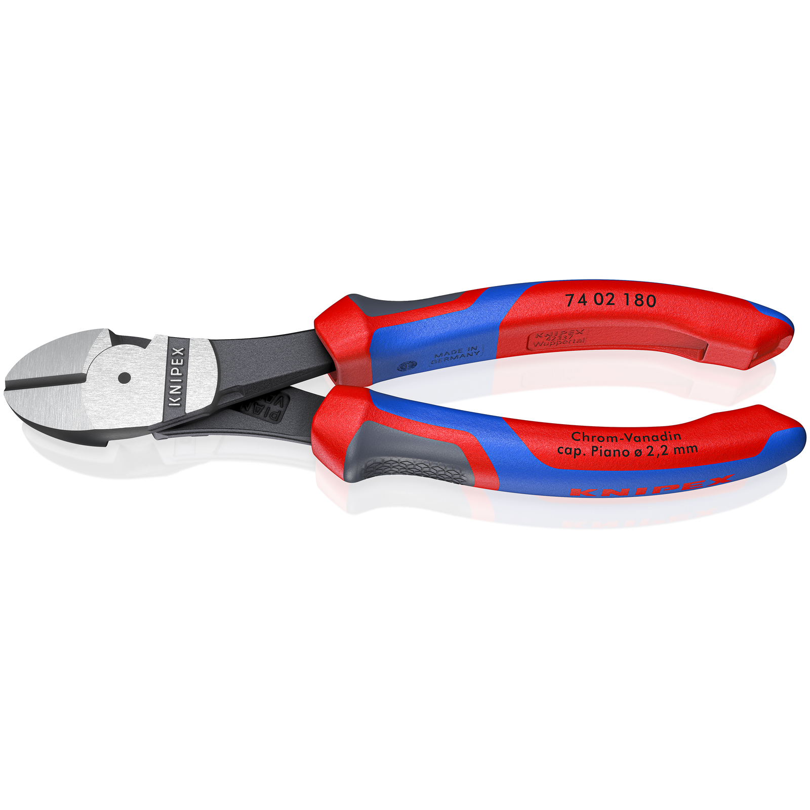 Pince coupante de côté forte démultiplication 180mm - Gainage Bi-matière - SC KNIPEX - 7402180SB