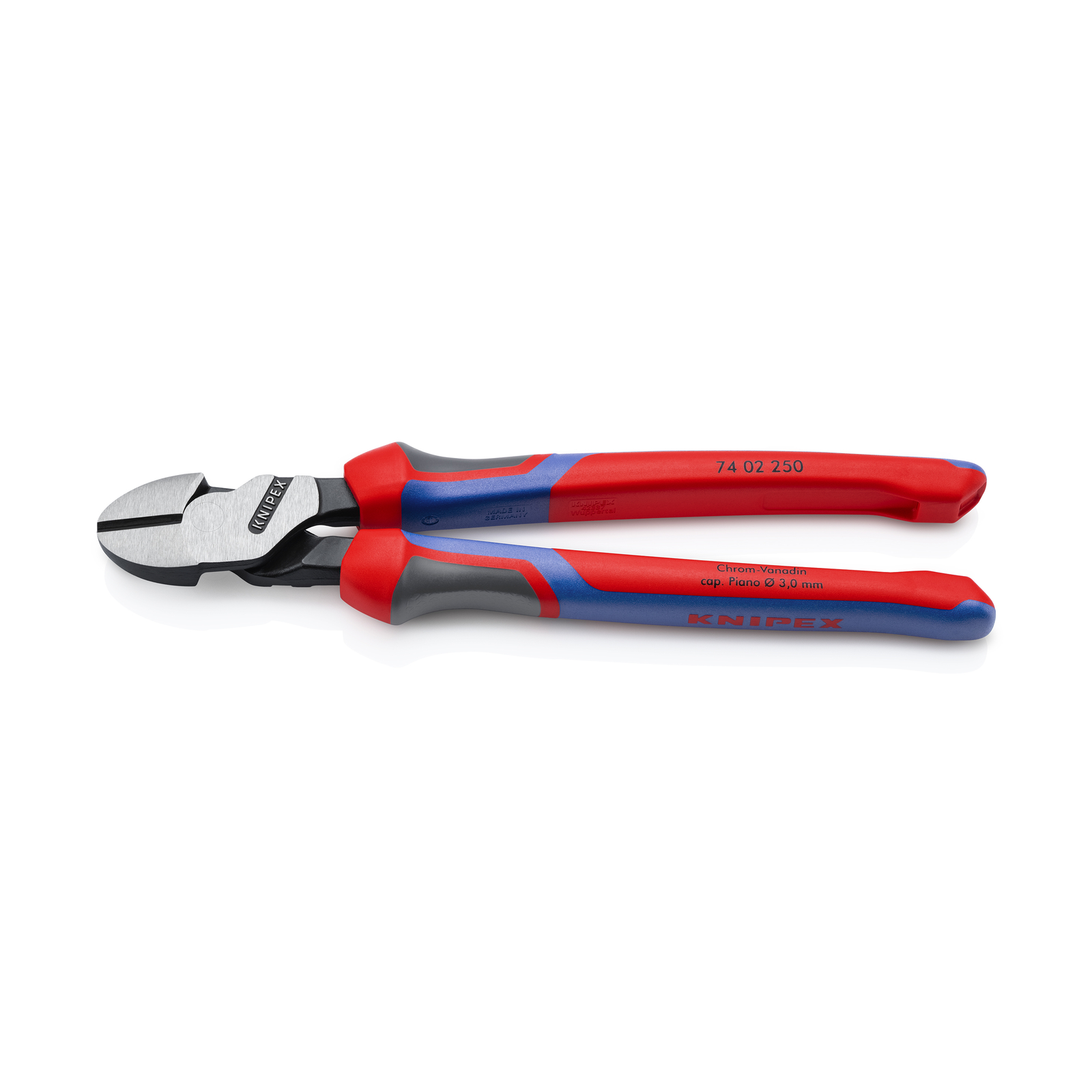 Pince coupante de côté forte démultiplication 250mm - Gainage Bi-matière KNIPEX - 7402250