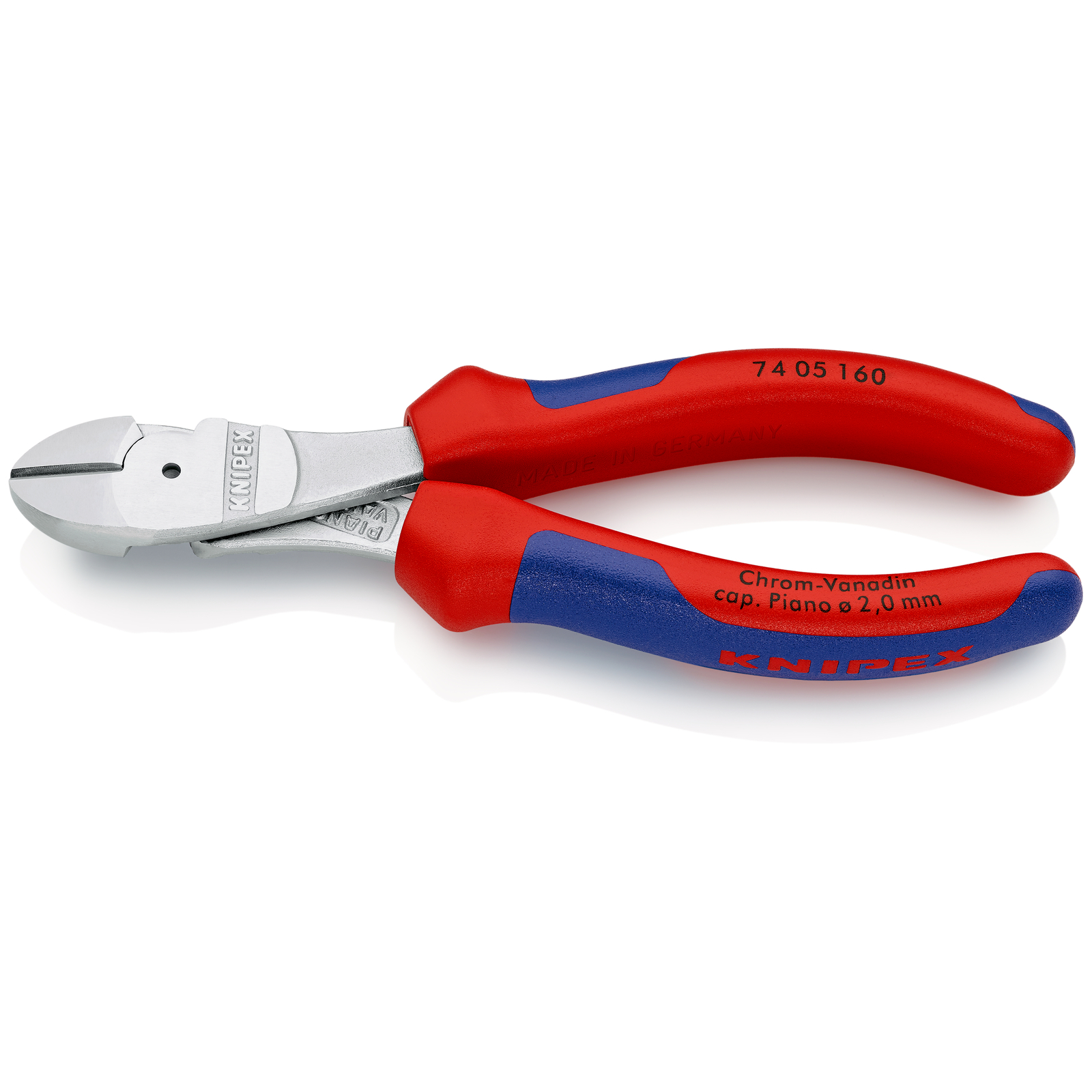 Pince coupante forte démultiplication 160mm - Gainage Bi-matière - Chromée KNIPEX - 7405160
