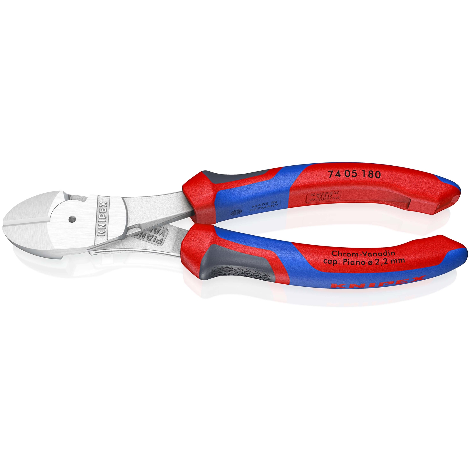Pince coupante forte démultiplication 180mm - Gaines Bi-matière - Chromée KNIPEX - 7405180