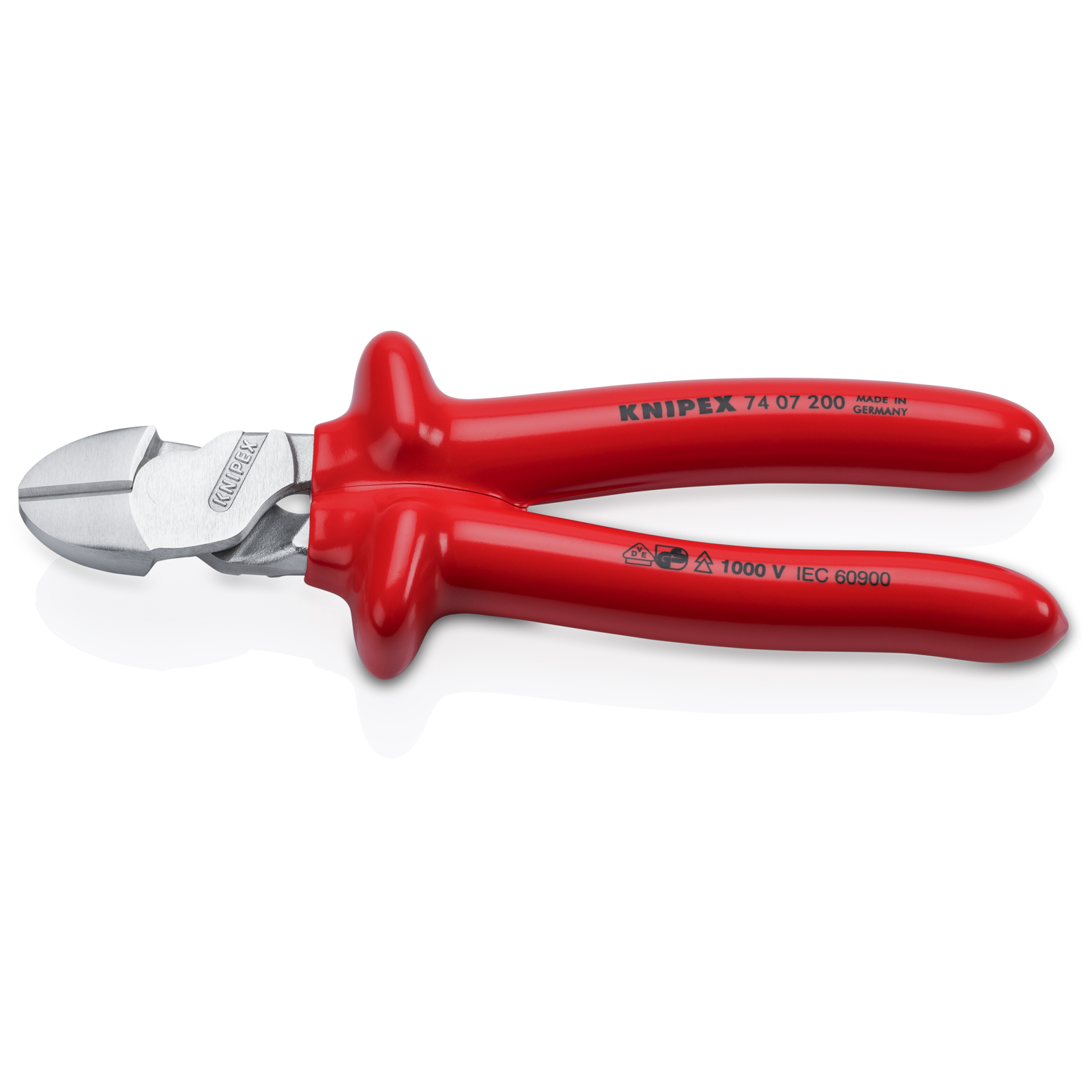 Pince coupante forte démultiplication 200mm - Chromée - Surmoulée 1000V KNIPEX - 7407200