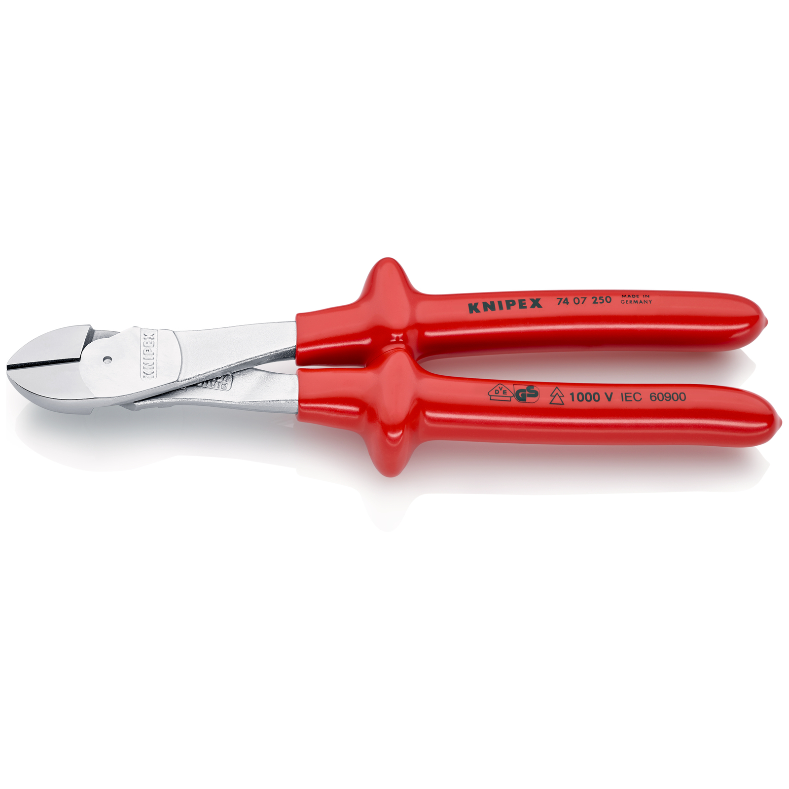 Pince coupante forte démultiplication 250mm - Chromée - Surmoulée 1000V KNIPEX - 7407250