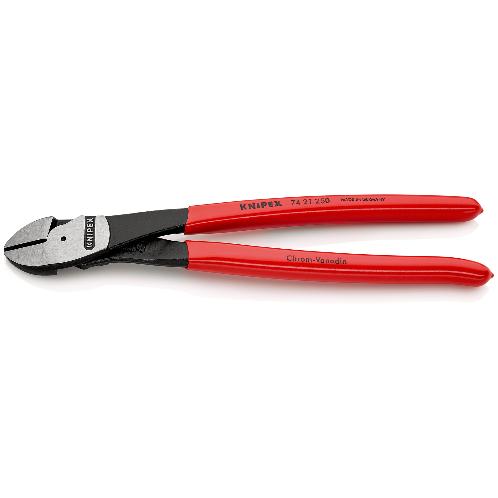 Pince coupante de côté forte démultiplication 250mm coudée à 25° - Gainage PVC KNIPEX - 7421250