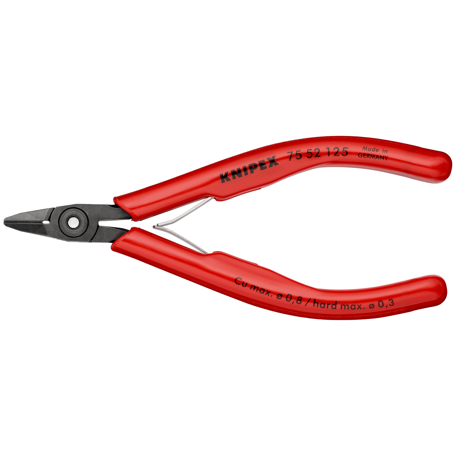 Pince coupante tête étroite pour l’électronique 125mm - Ressort - Gainage PVC KNIPEX - 7552125
