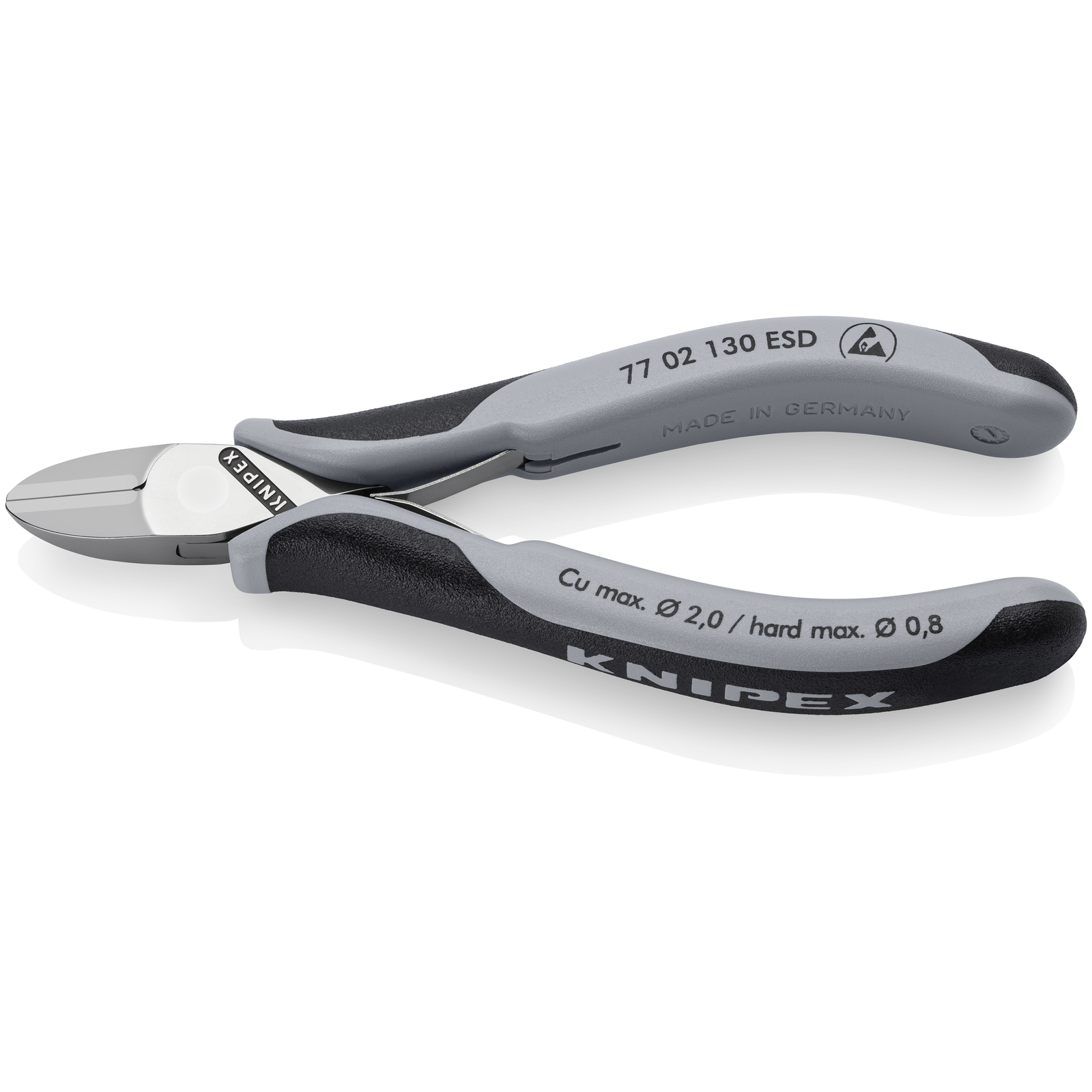 Pinces coupantes de côté pour l’électronique ESD avec gaines bi-matière 130 mm KNIPEX - 7702130ESD