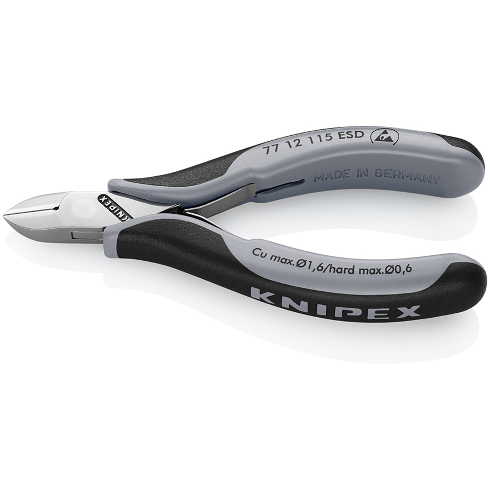 Pince coupante petit biseau 115mm Ressort - Serre-fils - Bi-mat ESD - SC KNIPEX - 7712115ESDSB